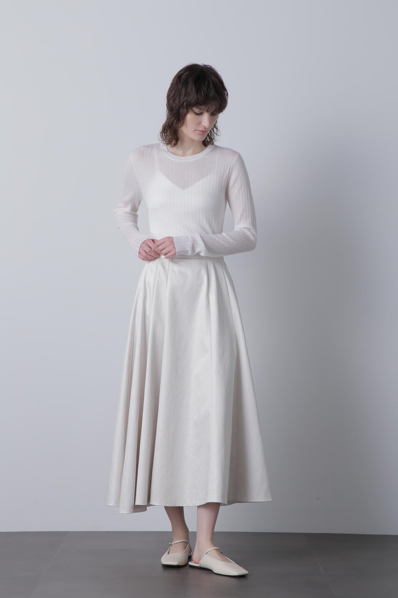 【TV着用】【Marisol 10月号掲載商品】レザーライクサテンスカート