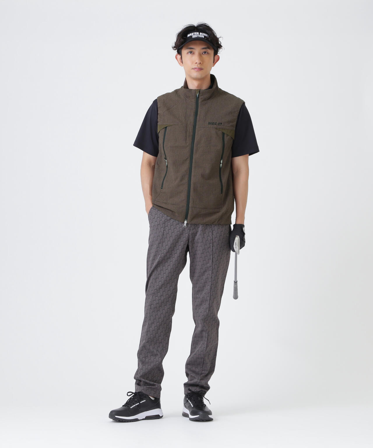 ミアチェックジャガードフルジップスタンドベスト (MENS)