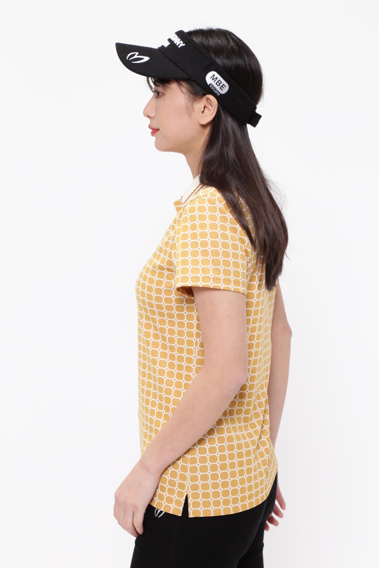 カチオンレトロチェックジャガード半袖ポロシャツ