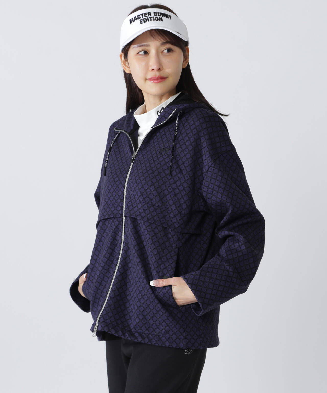 小紋ジャガードジップアップカットフーディブルゾン