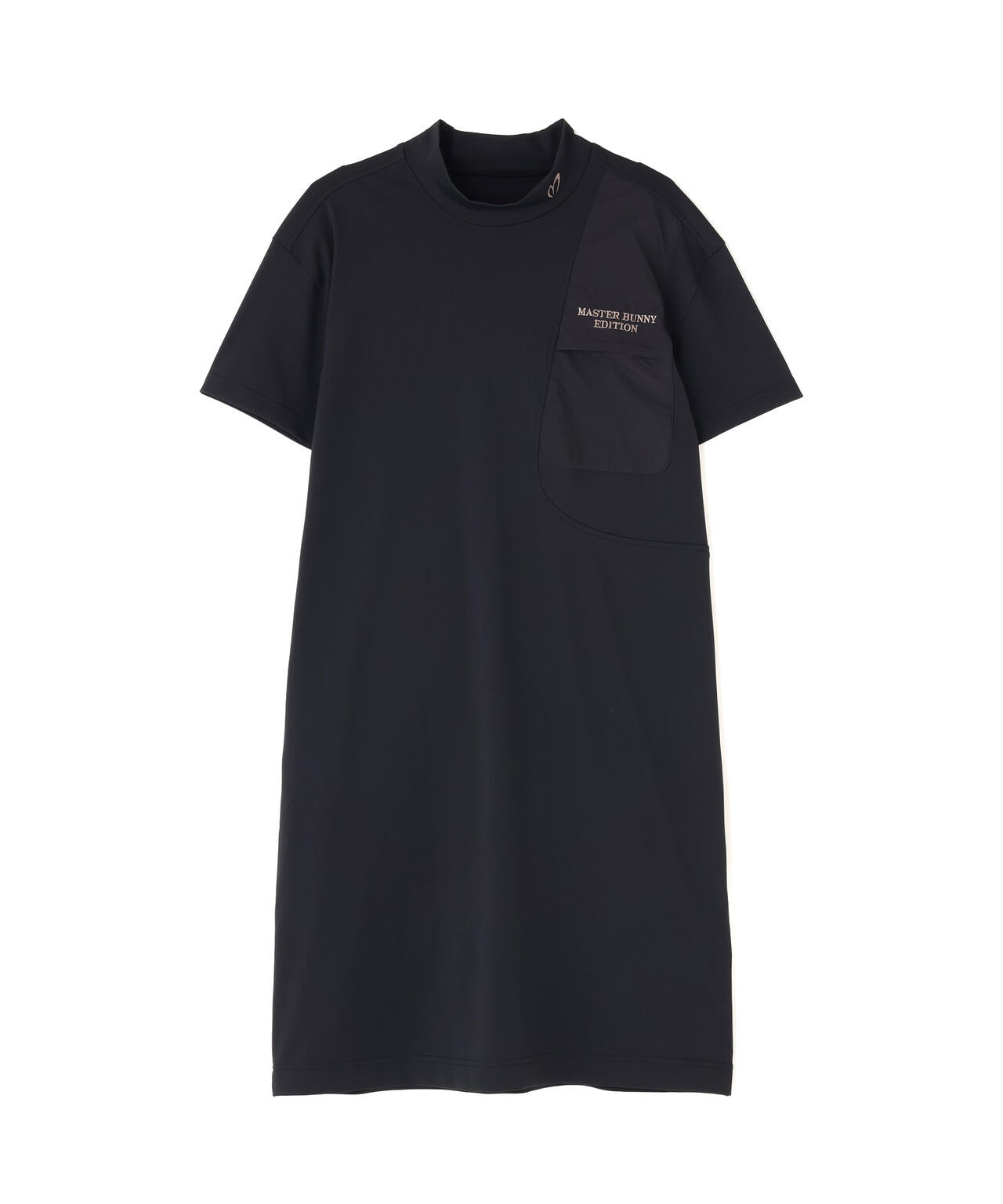トリコットメッシュ半袖モックネックワンピース (WOMENS)