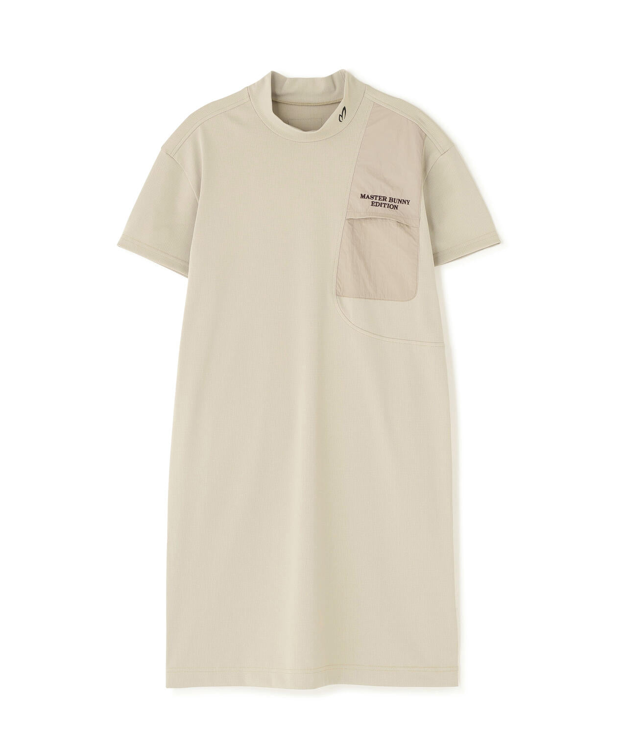 トリコットメッシュ半袖モックネックワンピース (WOMENS)