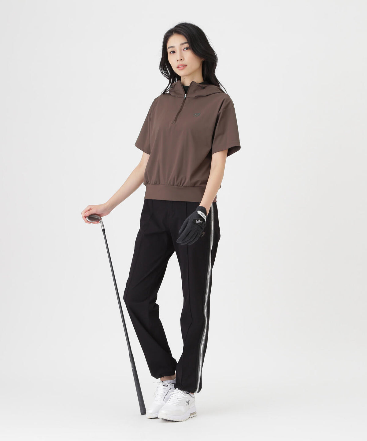 Nyベアムース半袖ハーフジップフーディプルオーバー (WOMENS)