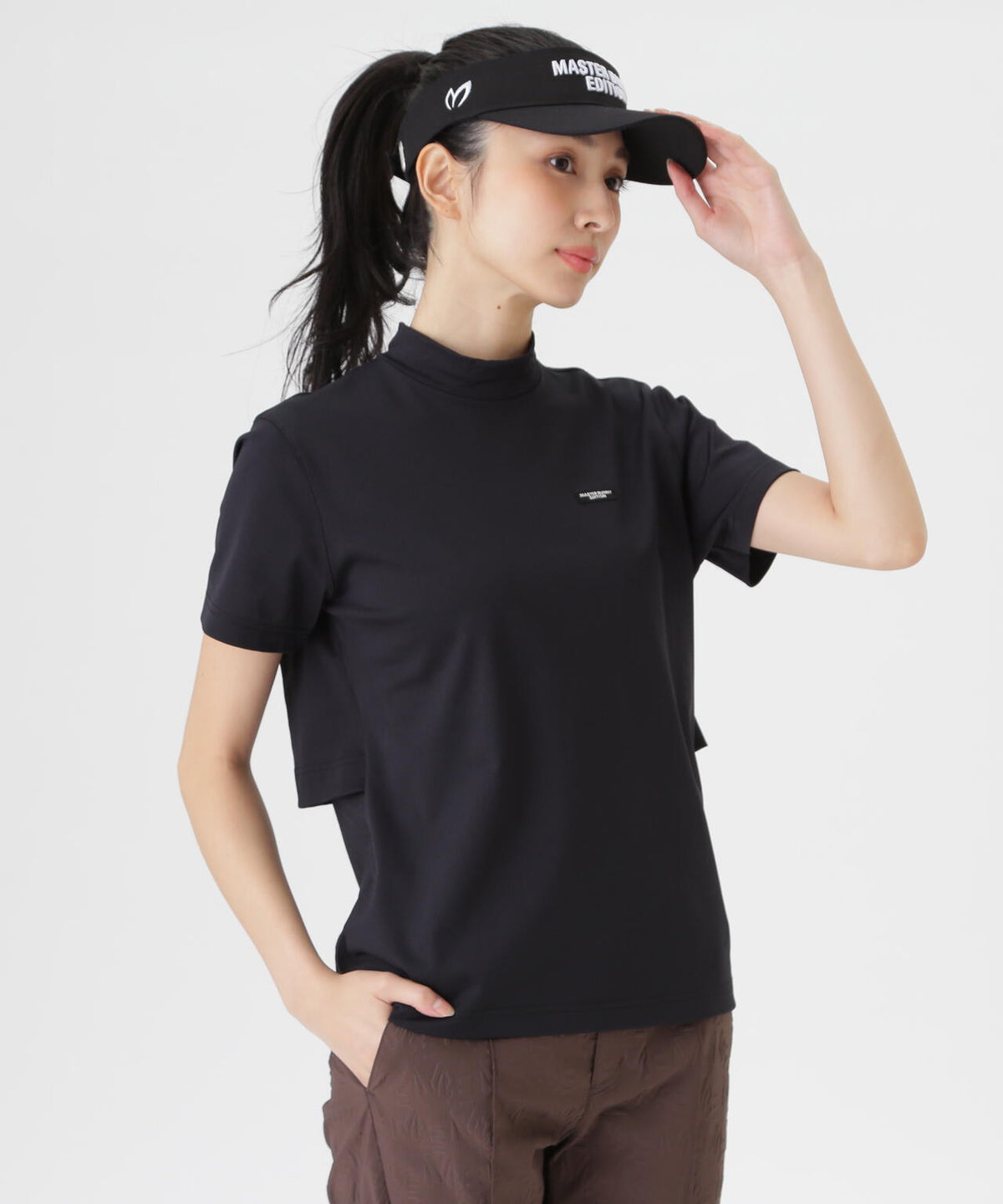トリコットメッシュ半袖ハイネックカットソー (WOMENS)