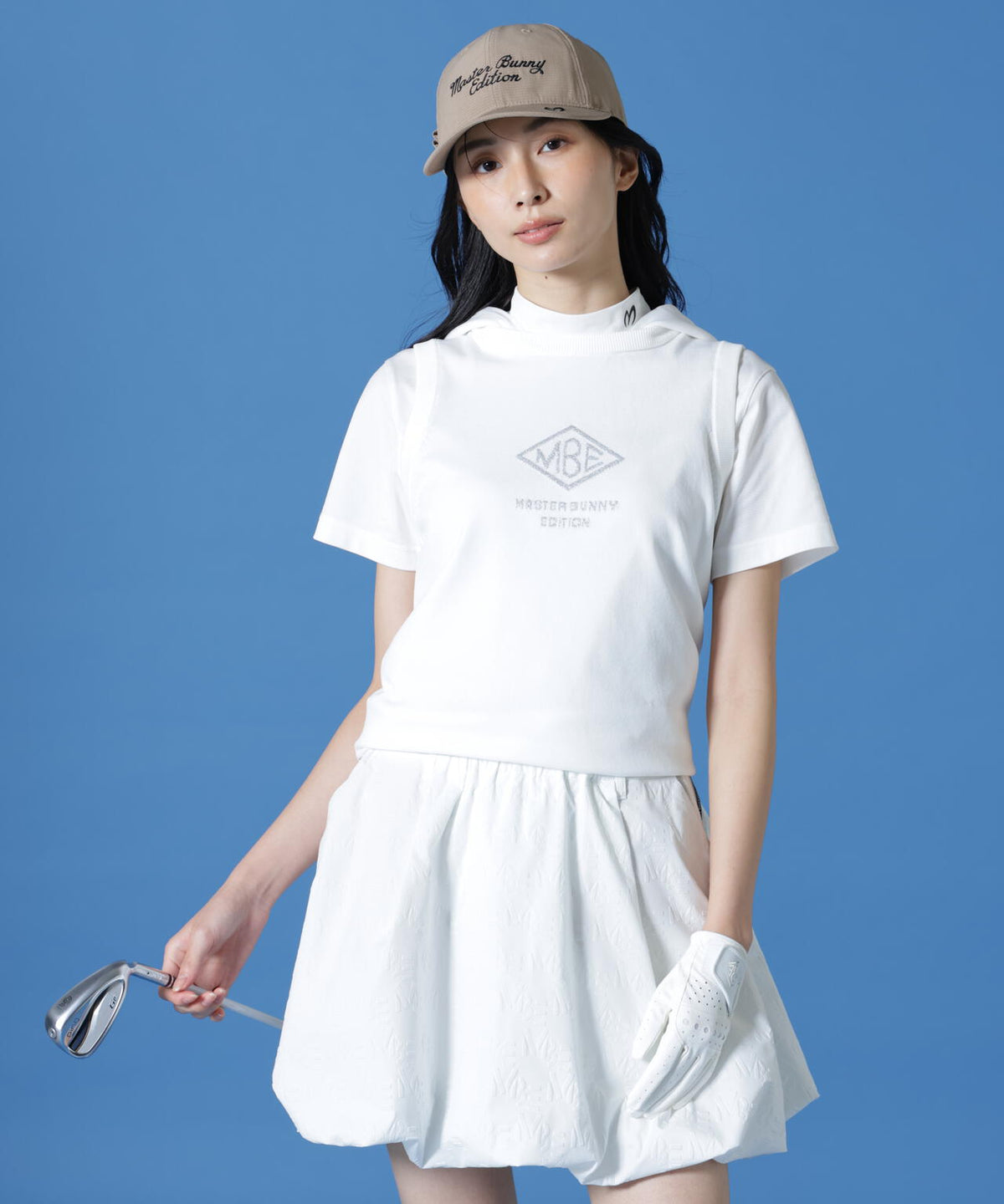 鹿の子編みプルオーバーフーディニットベスト (WOMENS)