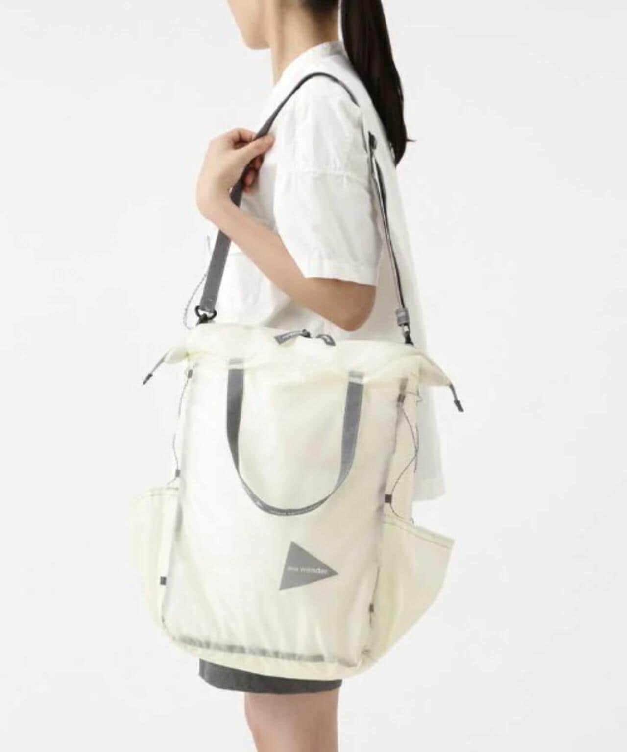 and wander/アンドワンダー　sil tote bag　シルトートバッグ