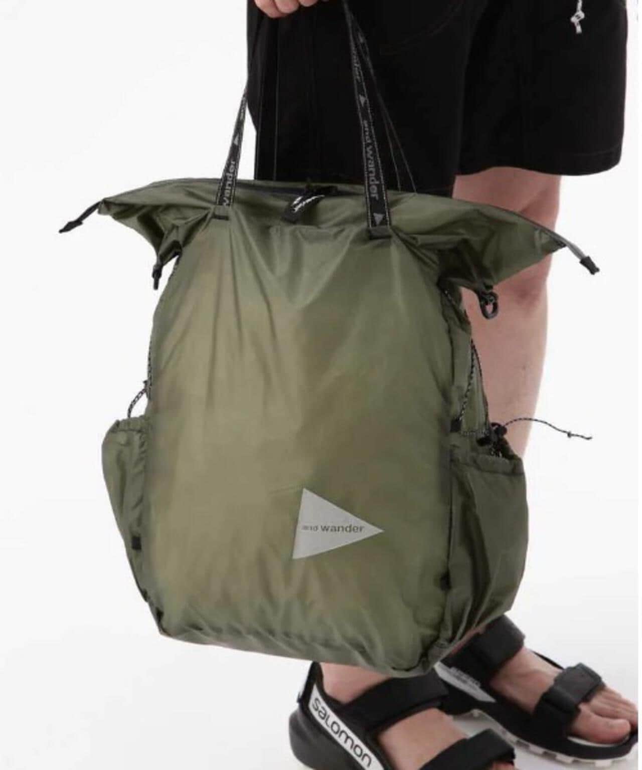 and wander/アンドワンダー　sil tote bag　シルトートバッグ