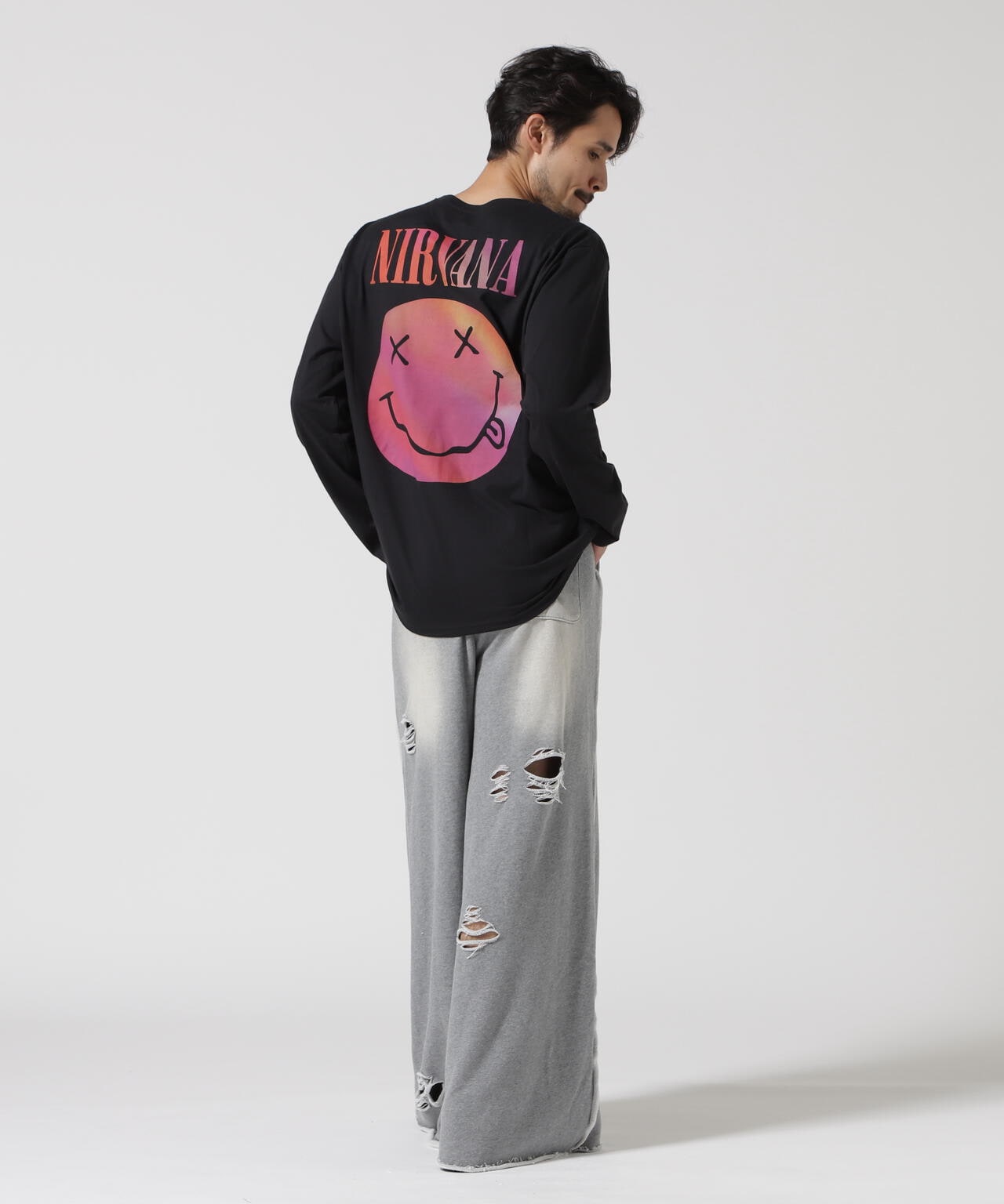NIRVANA/ニルヴァーナ　GRADIENT HAPPY FACE L/S TEE　ロンT
