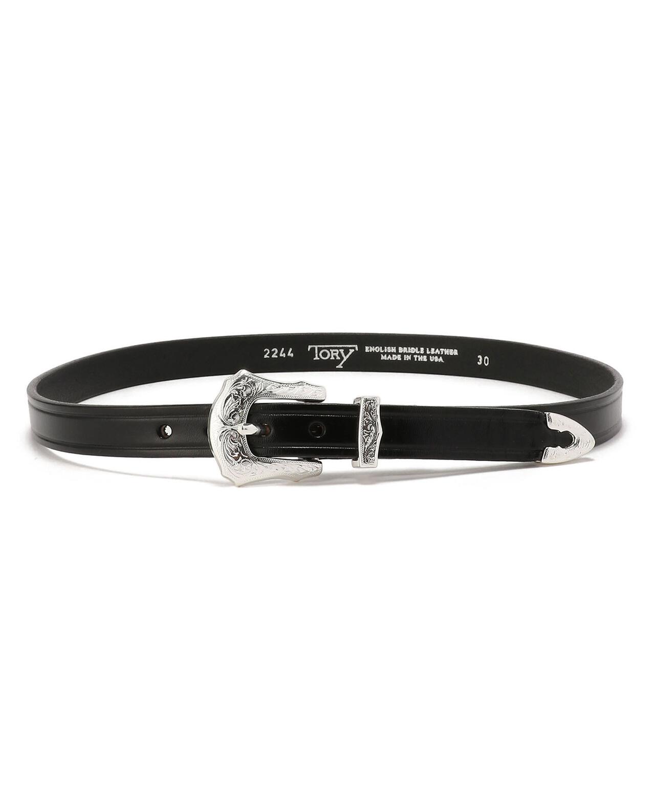 TORY LEATHER　3/4 inch 3-Piece Silver Buckle Set Belt