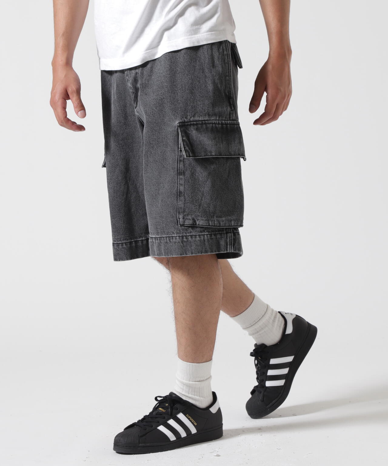 B omnivore/ビーオムニボー　DENIM CARGO SHORTS デニムカーゴショーツ