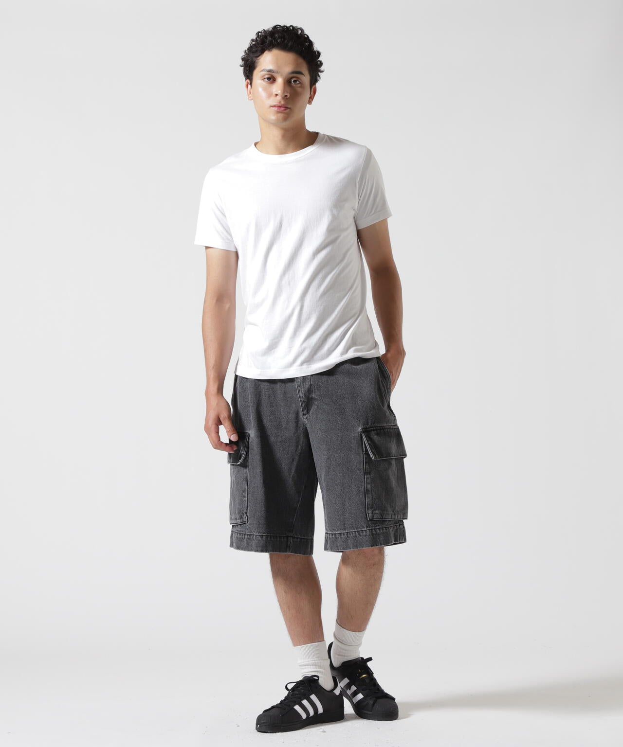 B omnivore/ビーオムニボー　DENIM CARGO SHORTS デニムカーゴショーツ