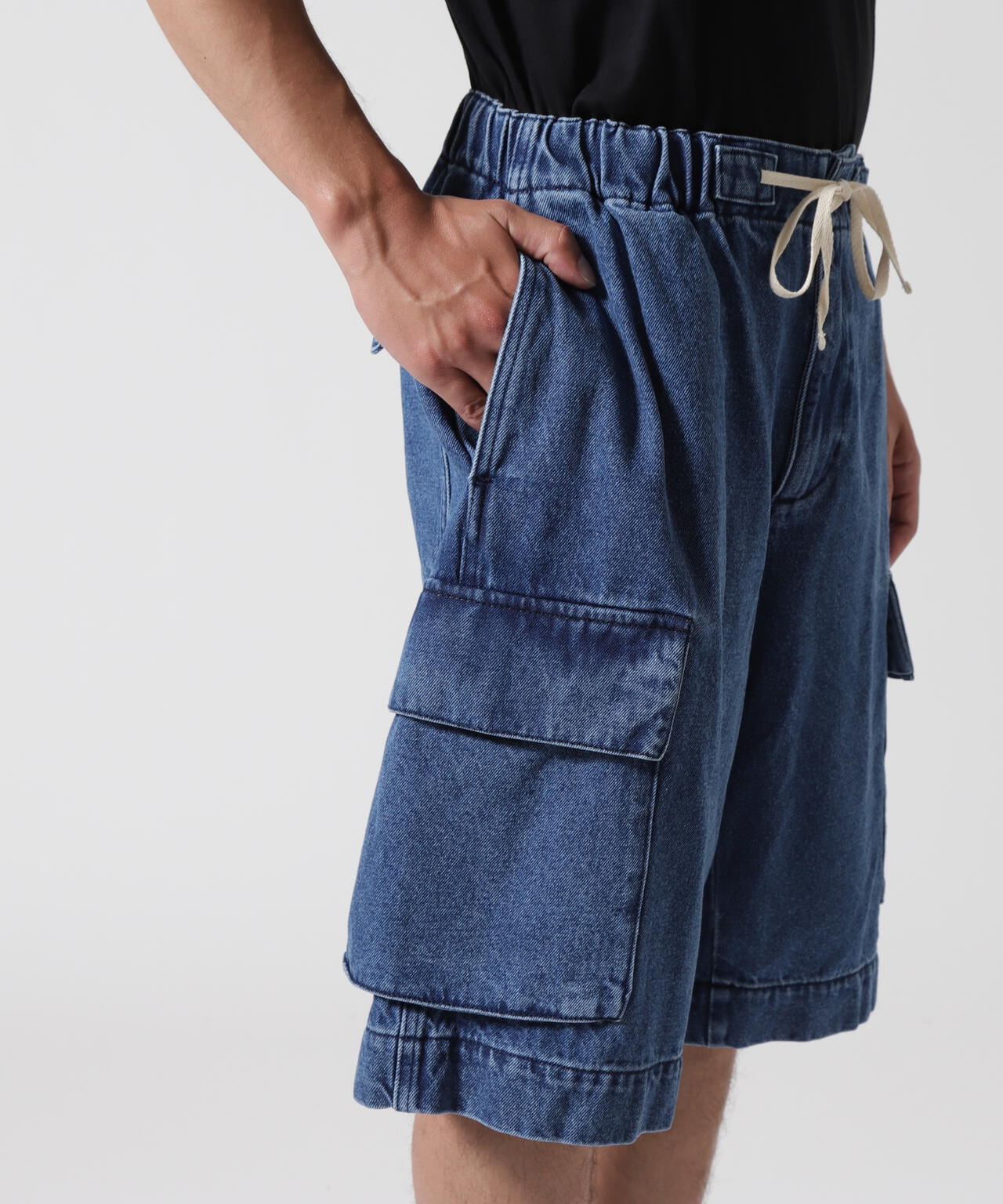 B omnivore/ビーオムニボー　DENIM CARGO SHORTS デニムカーゴショーツ