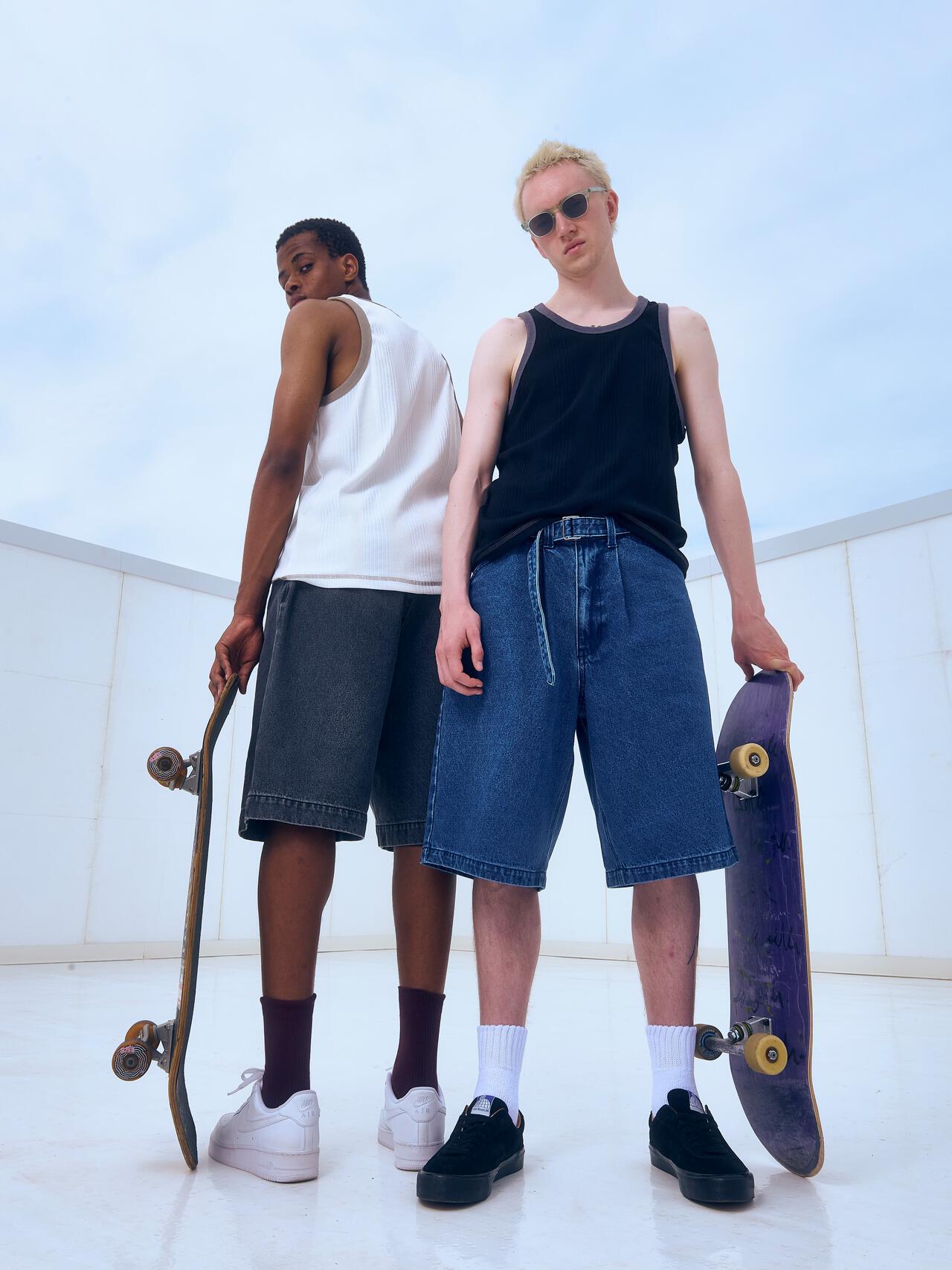 B omnivore/ビーオムニボー　DENIM BELT SHORTS デニムベルトショーツ