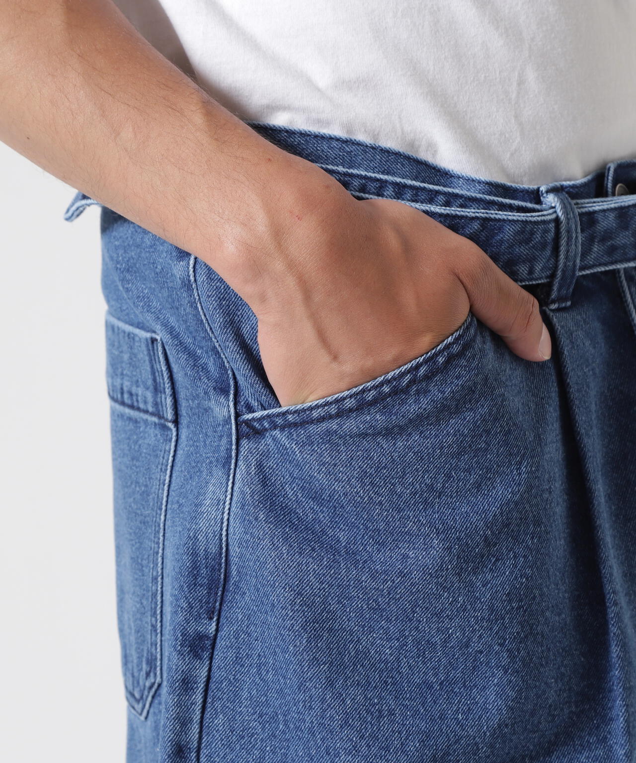 B omnivore/ビーオムニボー　DENIM BELT SHORTS デニムベルトショーツ