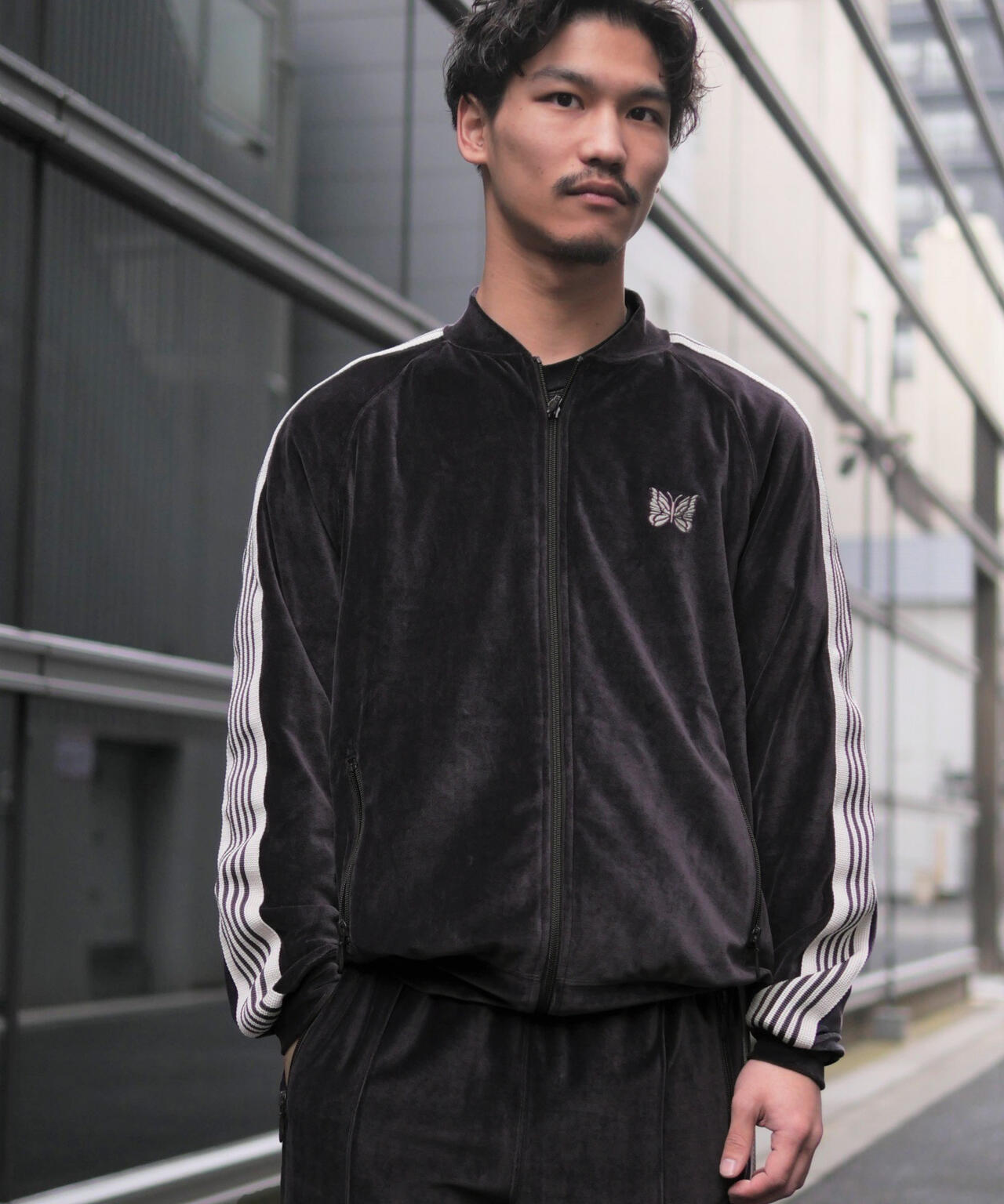 Needles/ニードルズ  Rib Collar Track Jacket - C/PE Velour