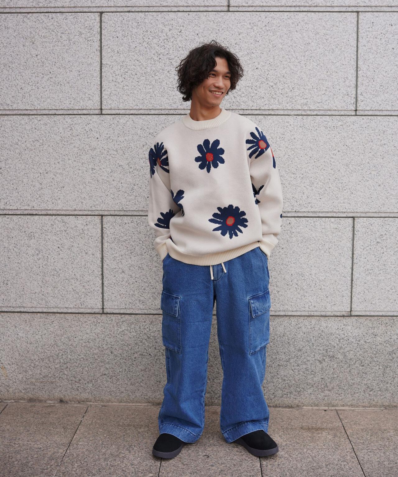 B omnivore/ビーオムニボー　FLOWER KNIT TOP