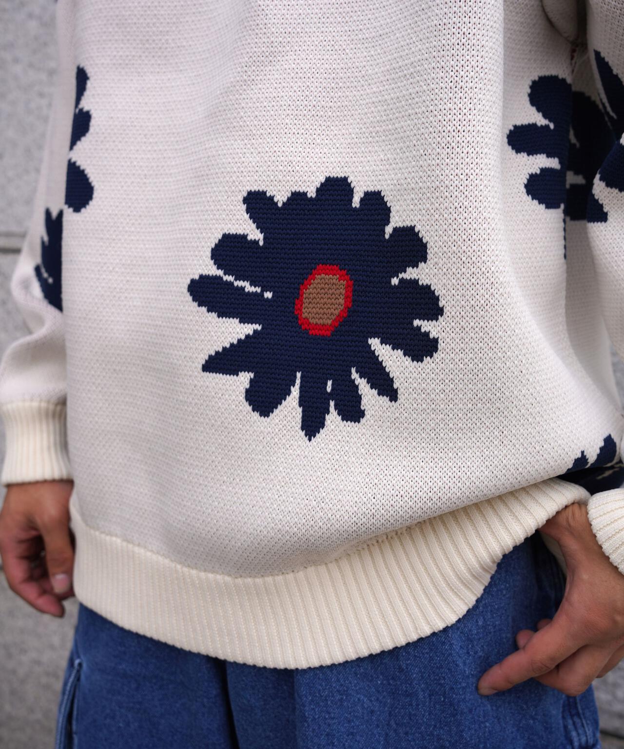 B omnivore/ビーオムニボー　FLOWER KNIT TOP