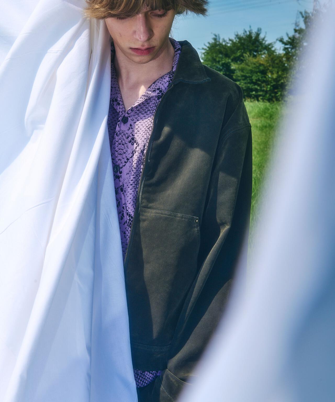B omnivore/ビーオムニボー  FLOCKY DENIM COVER JACKET フロッキーデニムカバージャケット