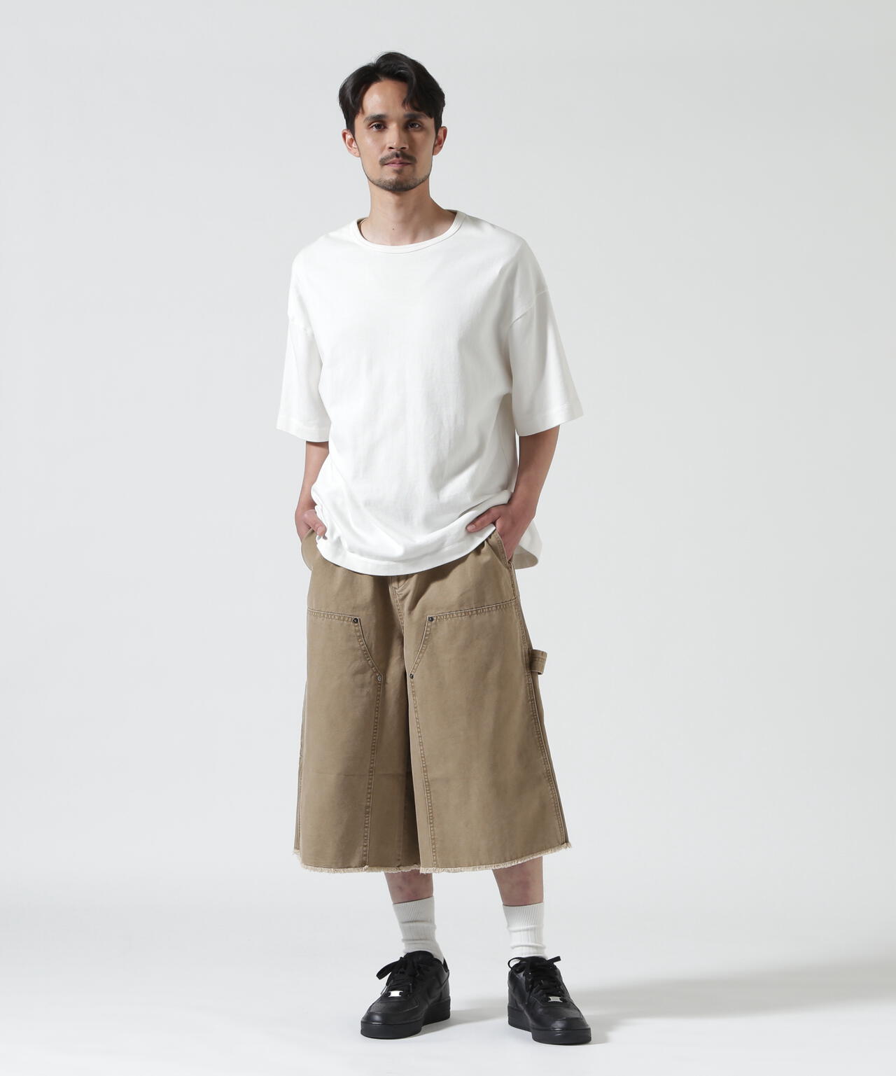 B omnivore/ビーオムニボー　W KNEE SHORTS DUCK ダブルニーショーツダック
