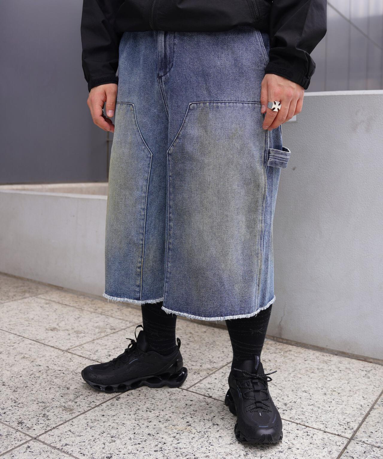 B omnivore/ビーオムニボー　W KNEE SHORTS DENIM ダブルニーショーツデニム
