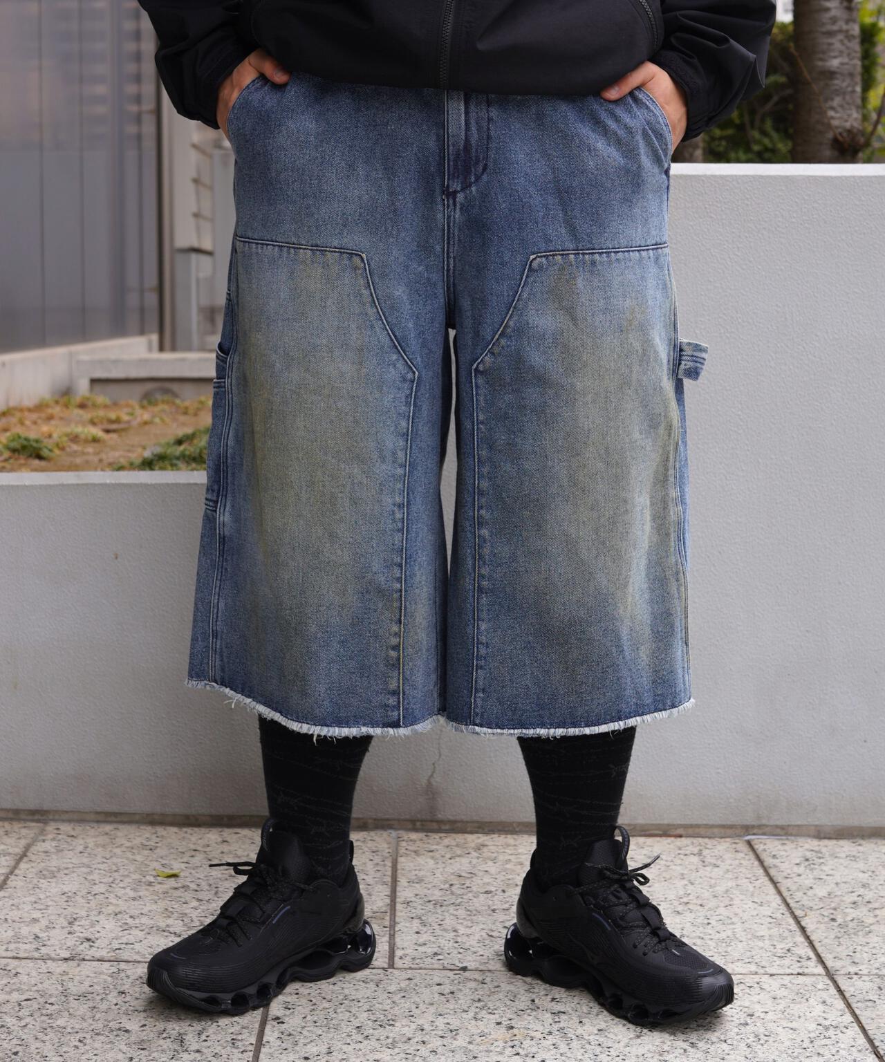 B omnivore/ビーオムニボー　W KNEE SHORTS DENIM ダブルニーショーツデニム