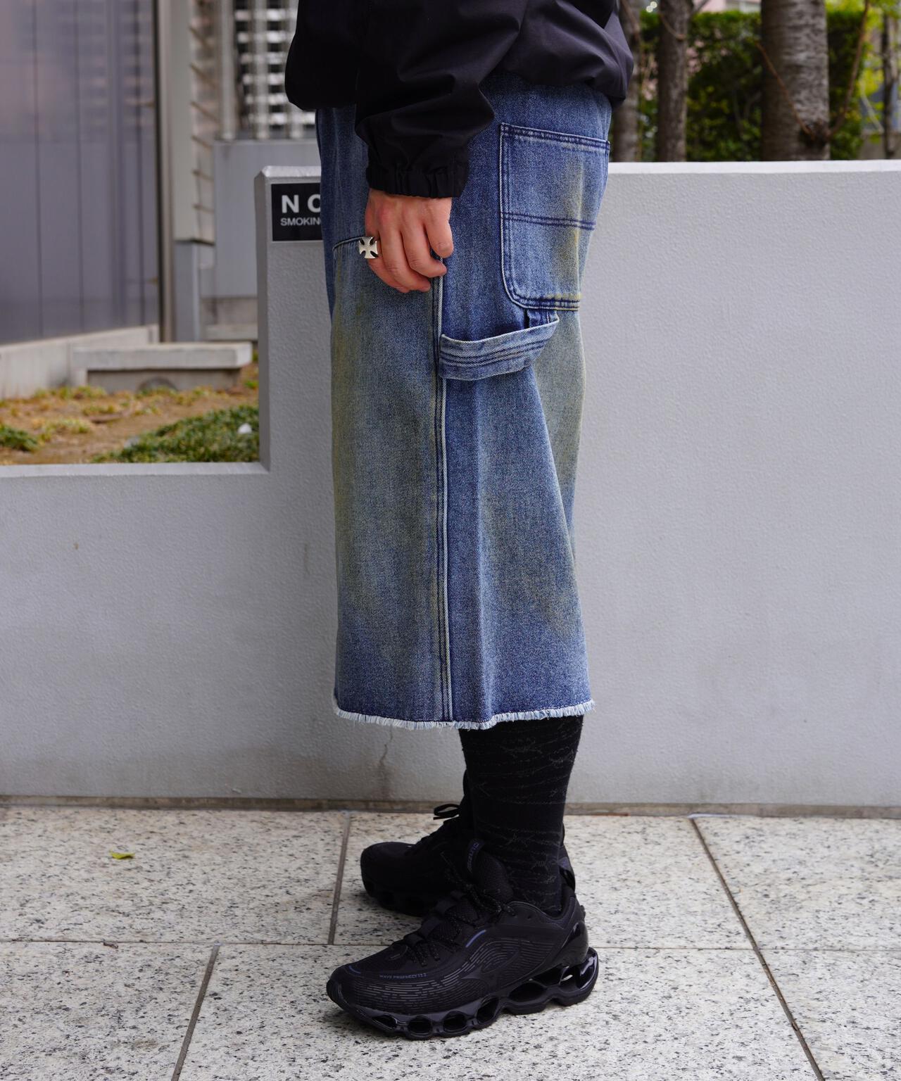 B omnivore/ビーオムニボー　W KNEE SHORTS DENIM ダブルニーショーツデニム