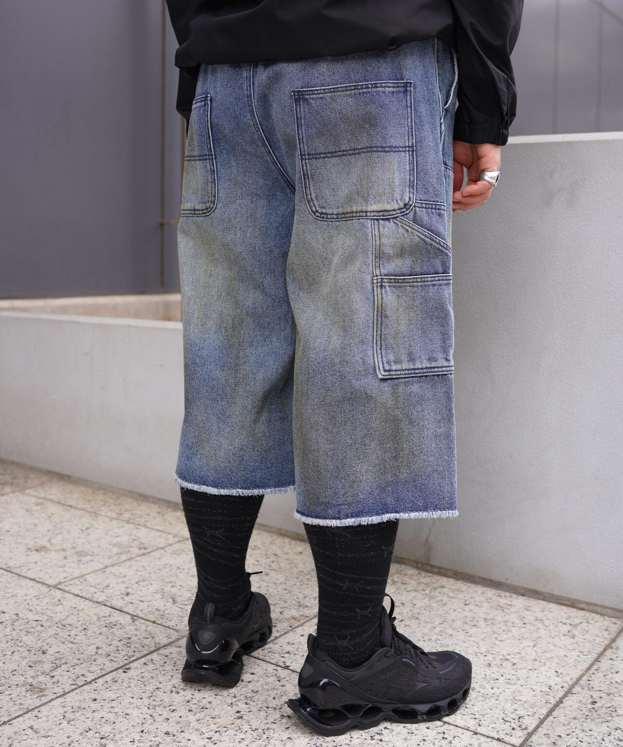 B omnivore/ビーオムニボー　W KNEE SHORTS DENIM ダブルニーショーツデニム