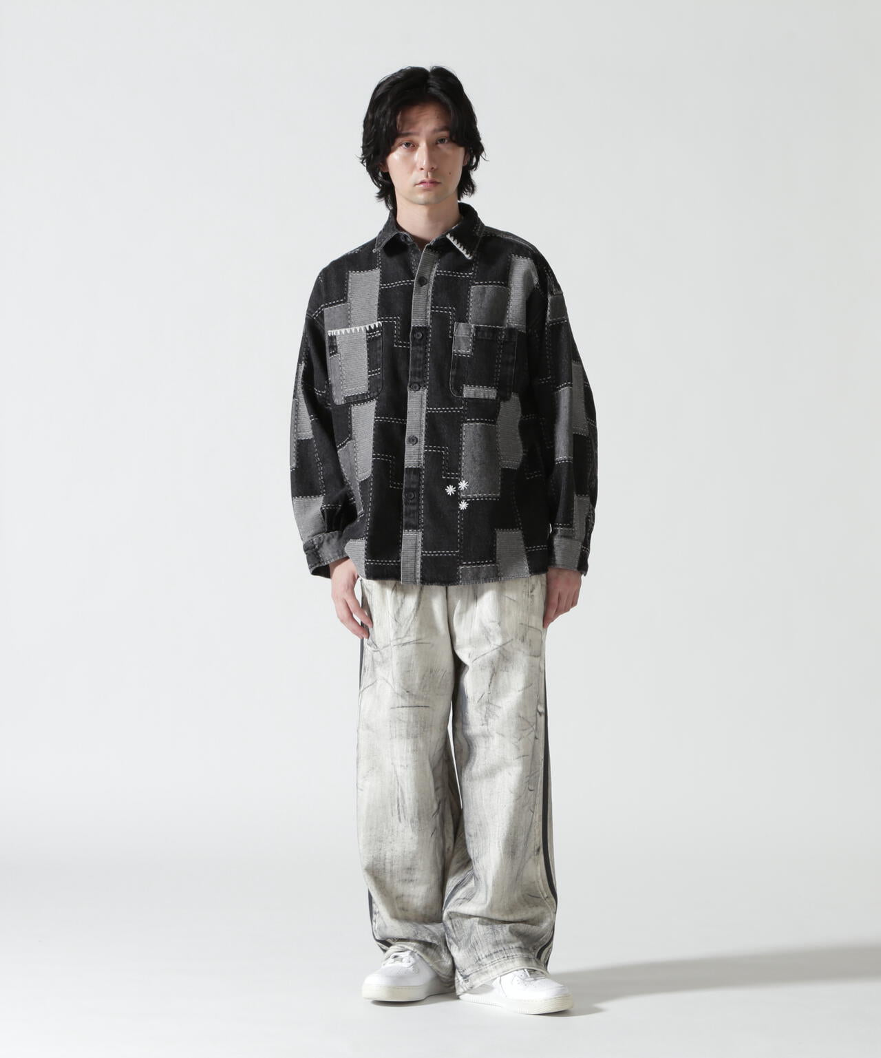 B omnivore/ビーオムニボー　PATCHWORK DENIM SHIRT