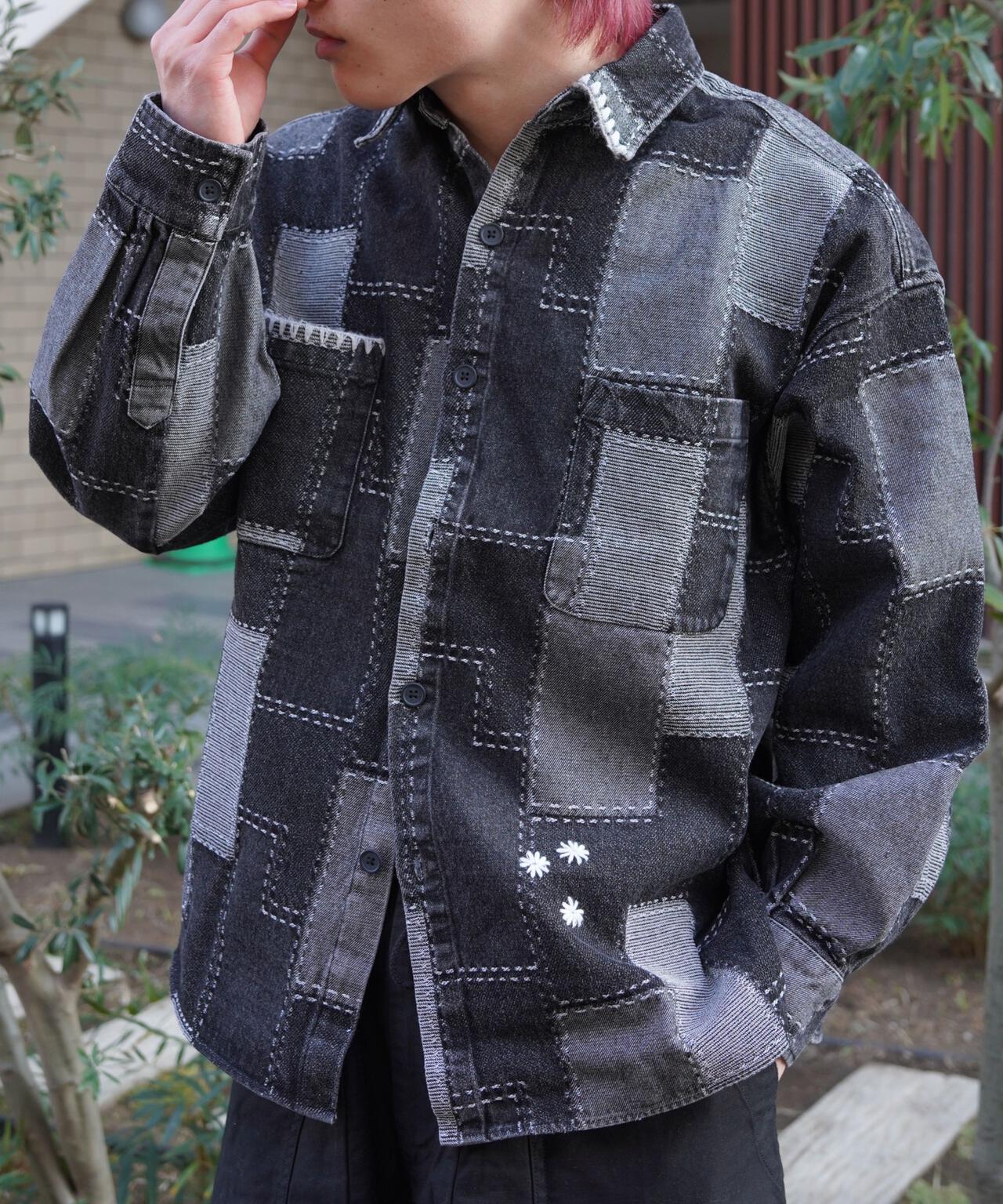 B omnivore/ビーオムニボー　PATCHWORK DENIM SHIRT