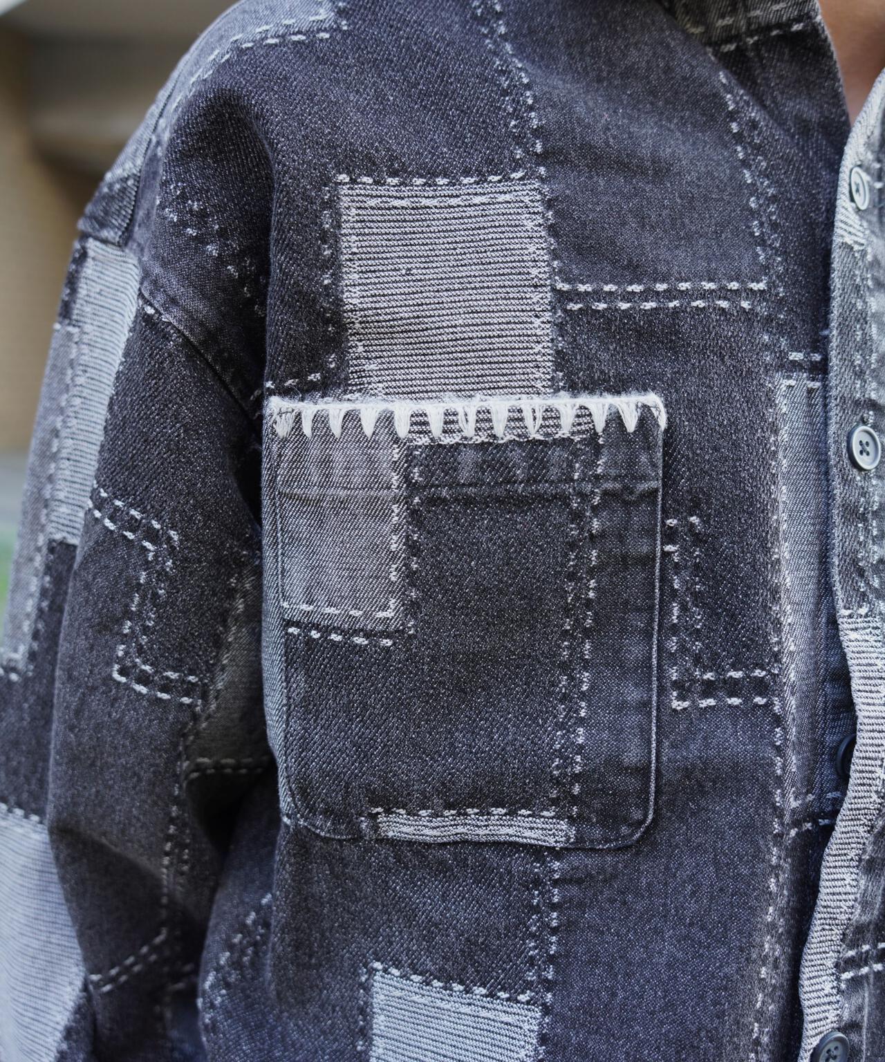 B omnivore/ビーオムニボー　PATCHWORK DENIM SHIRT