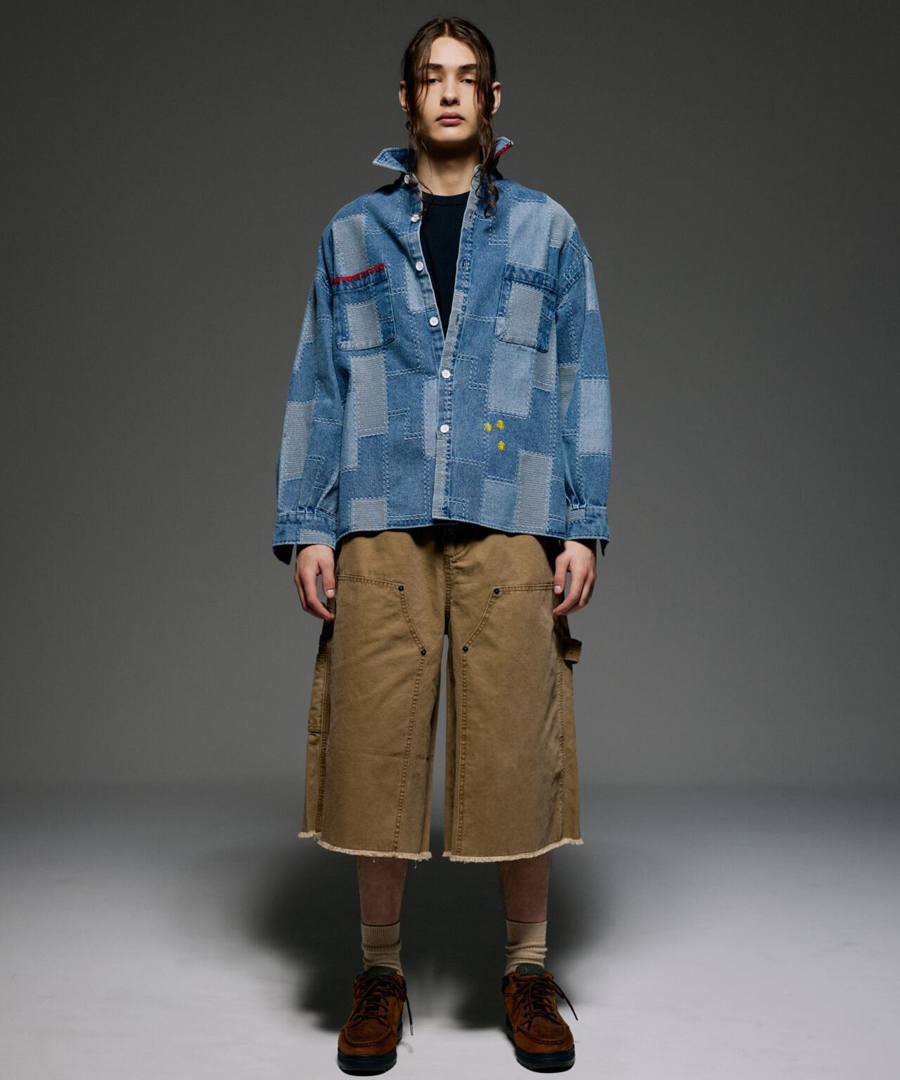 B omnivore/ビーオムニボー　PATCHWORK DENIM SHIRT