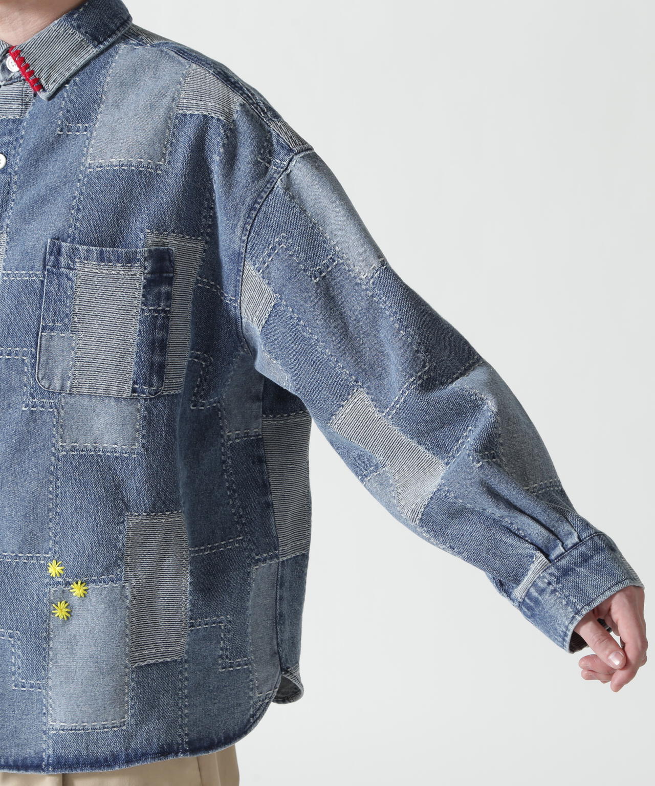 B omnivore/ビーオムニボー　PATCHWORK DENIM SHIRT