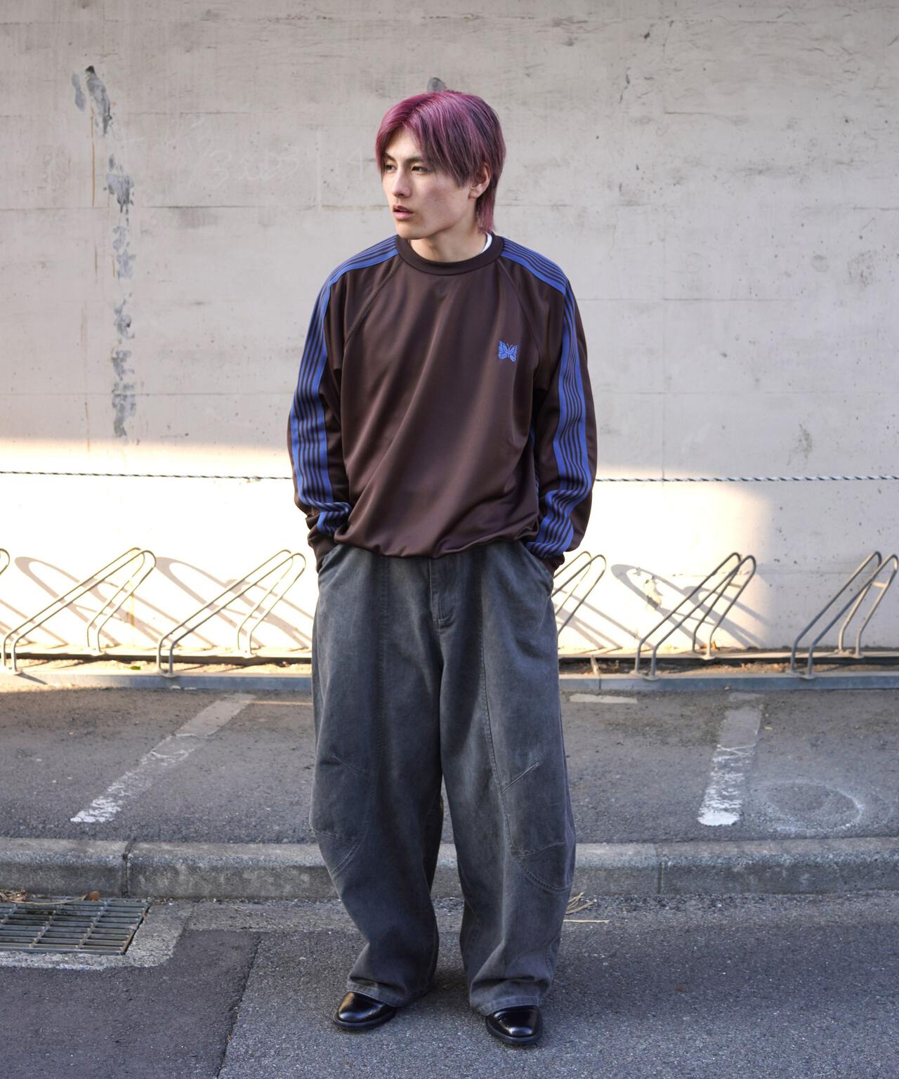 Needles/ニードルズ　別注Track Crew Neck Shirt - Poly Smooth