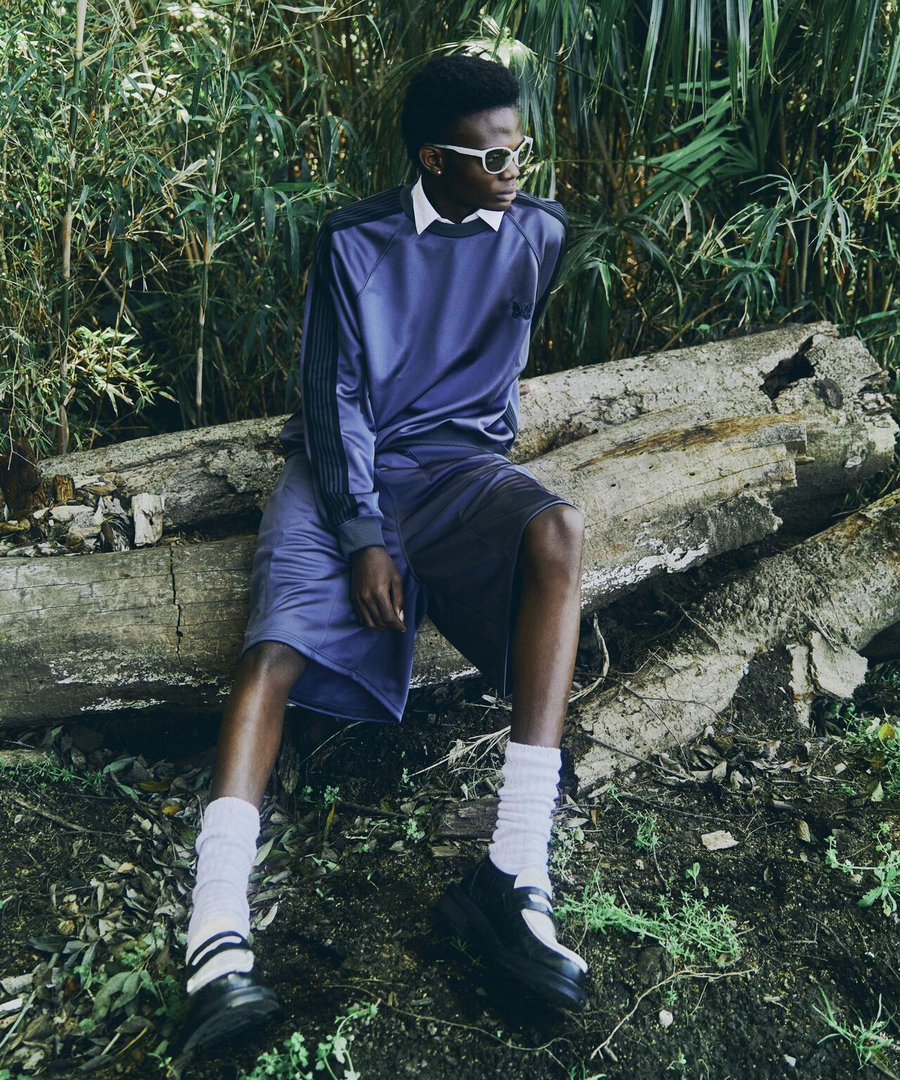 Needles/ニードルズ　別注Track Crew Neck Shirt - Poly Smooth