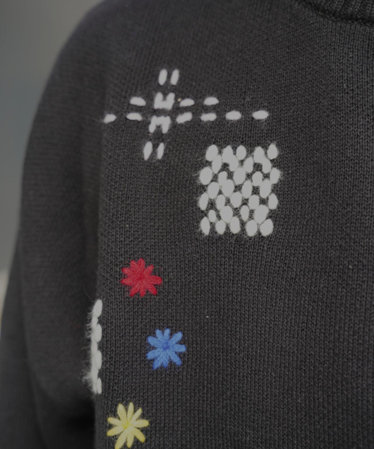 B omnivore/ビーオムニボー　HAND STITCH CREWNECK KNIT ハンドステッチクルーネックニット