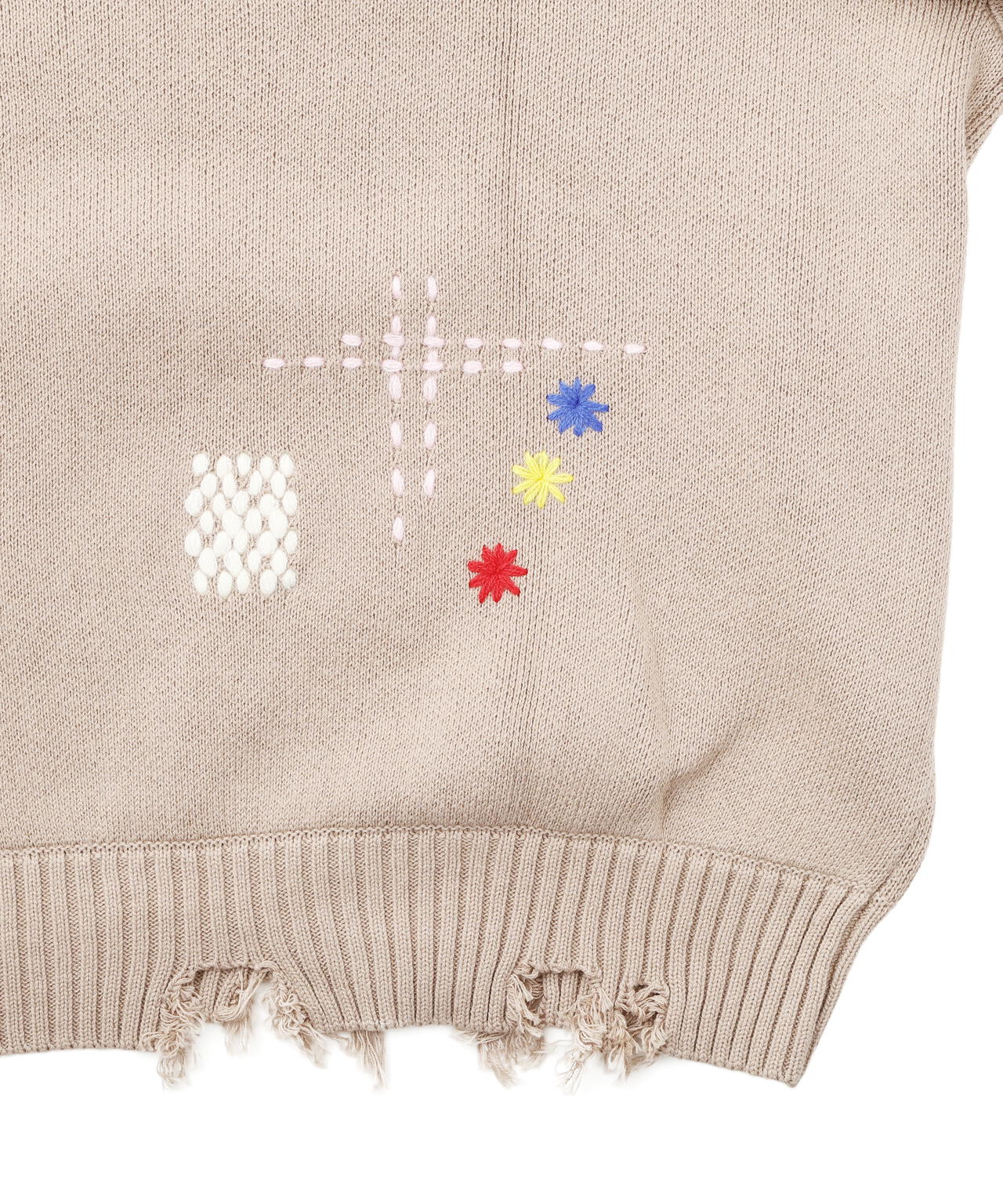 B omnivore/ビーオムニボー　HAND STITCH CREWNECK KNIT ハンドステッチクルーネックニット