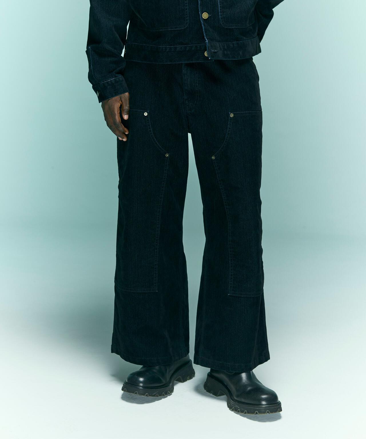 B omnivore/ビーオムニボー　FLOCKY DENIM W KNEE PANTS フロッキーデニムダブルニーパンツ