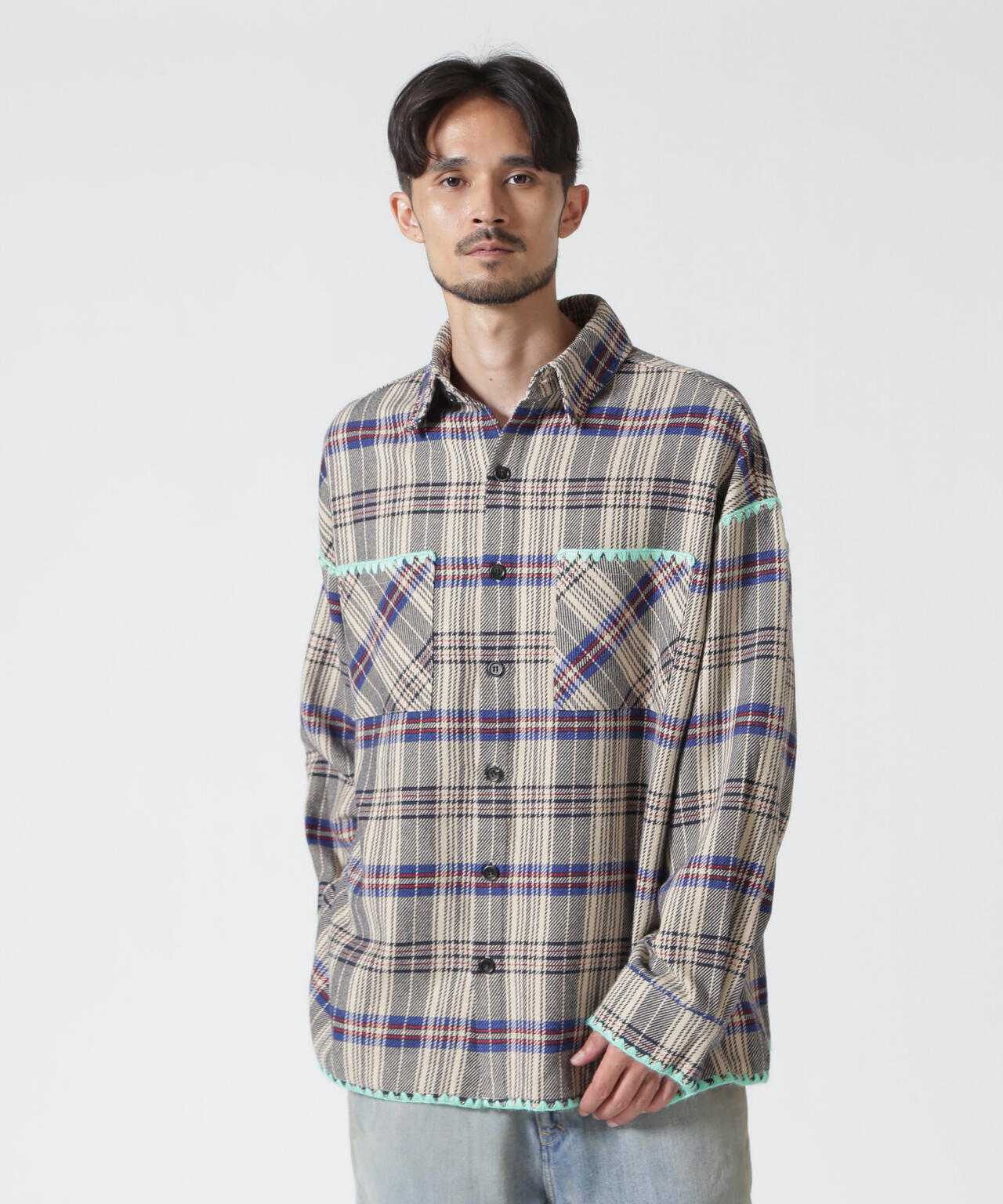 B omnivore/ビーオムニボー　HAND STITCH FLANNEL ハンドステッチフランネルシャツ
