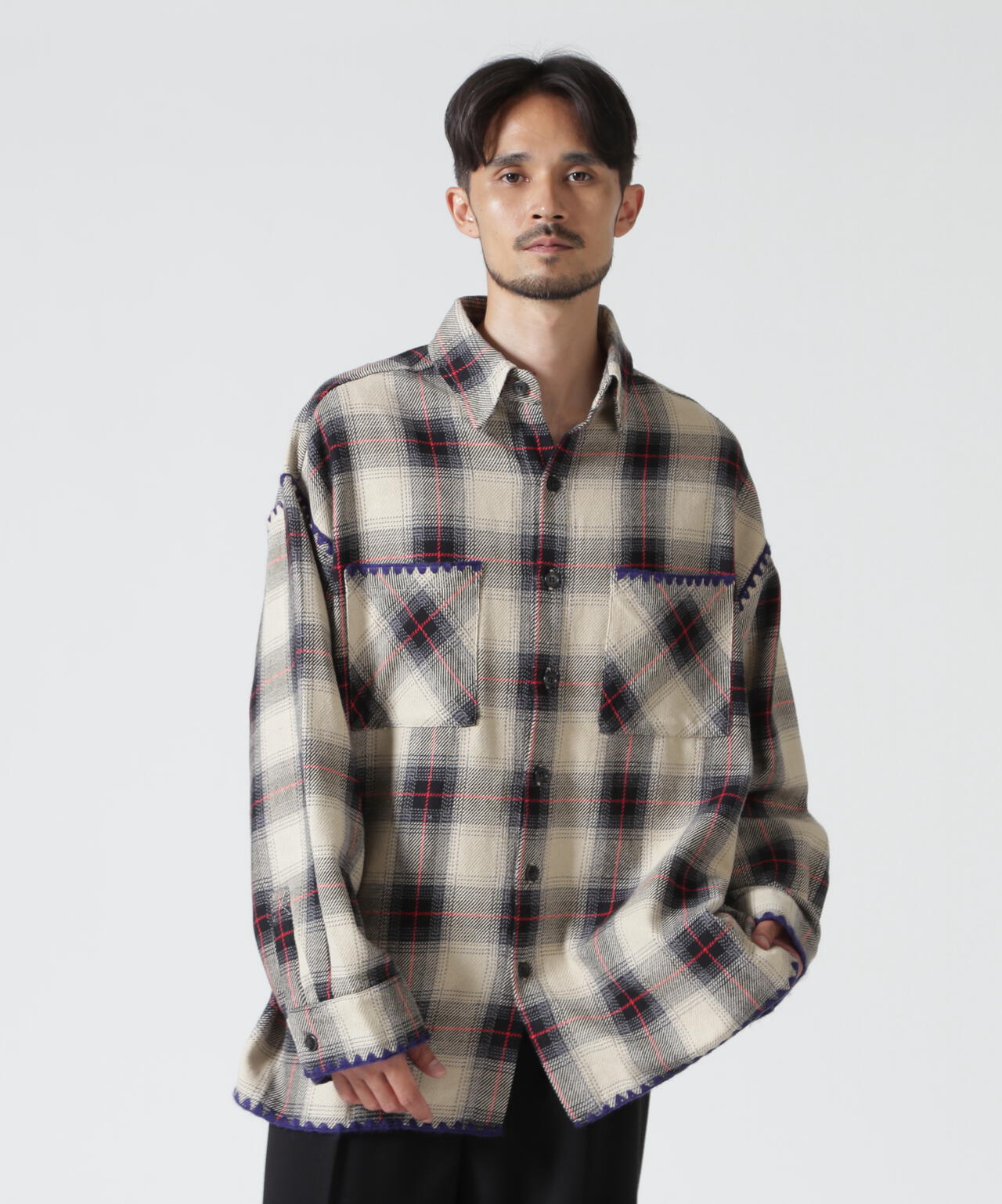 B omnivore/ビーオムニボー　HAND STITCH FLANNEL ハンドステッチフランネルシャツ