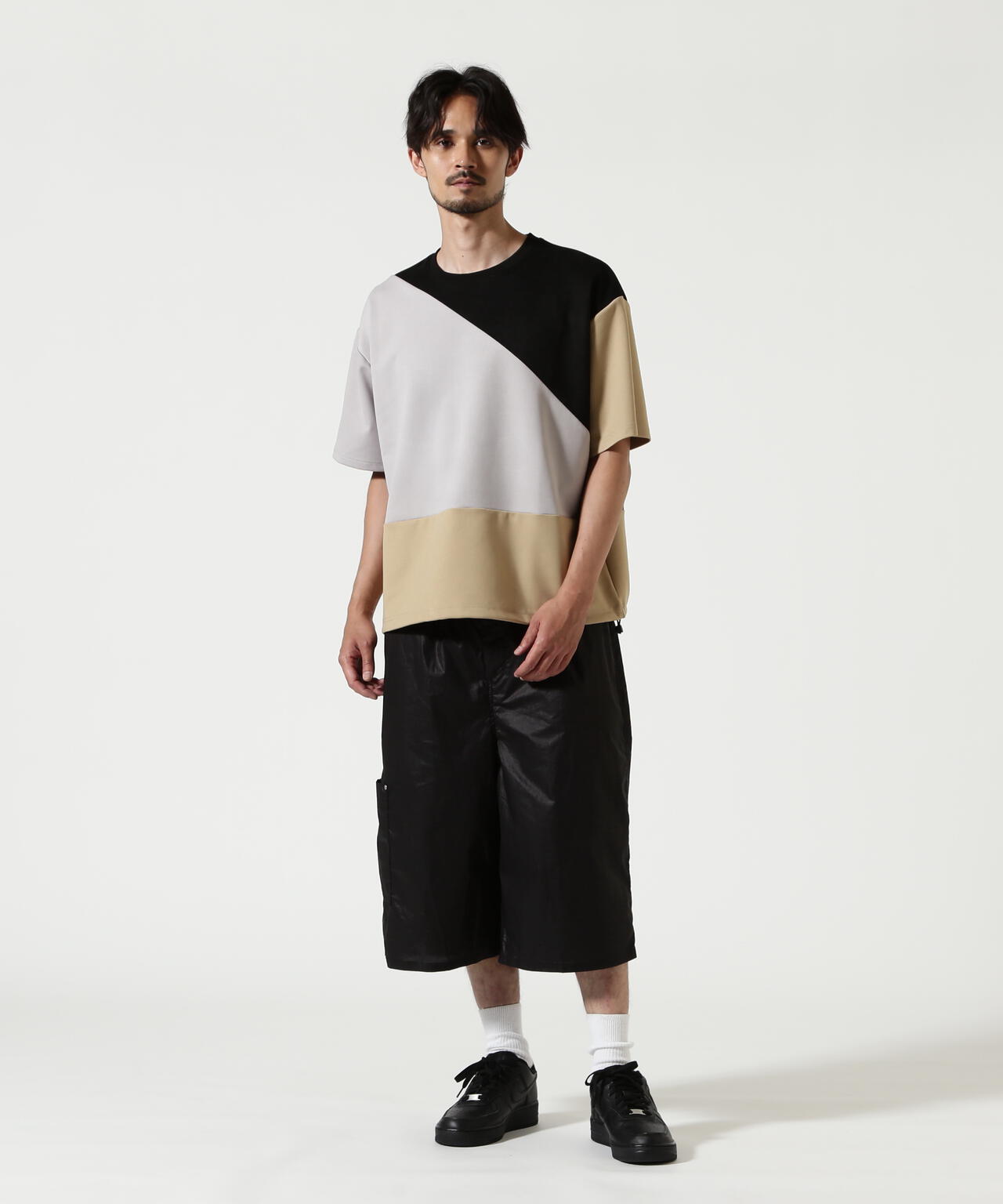 B omnivore/ビーオムニボー　PANEL TEE パネル切り替えTEE