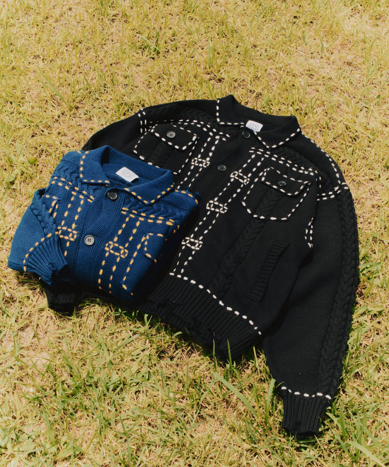 B omnivore/ビーオムニボー　HANDSTITCH CABLE KNIT JACKET ハンドステッチケーブルニットジャケット