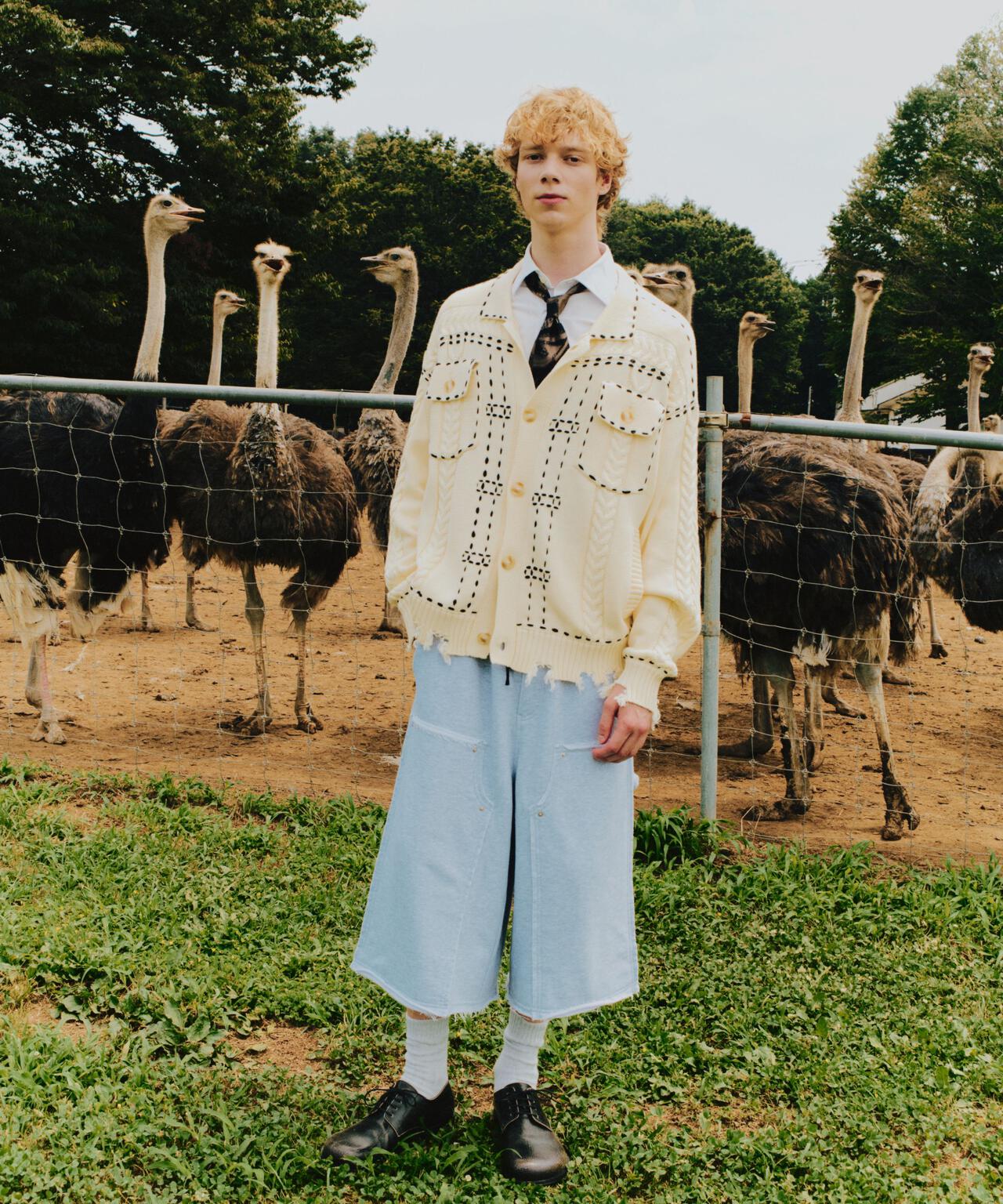 B omnivore/ビーオムニボー　HANDSTITCH CABLE KNIT JACKET ハンドステッチケーブルニットジャケット