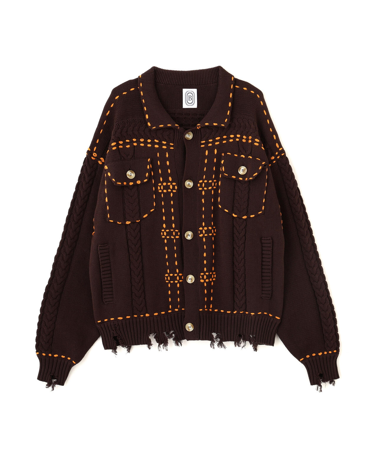 B omnivore/ビーオムニボー　HANDSTITCH CABLE KNIT JACKET ハンドステッチケーブルニットジャケット