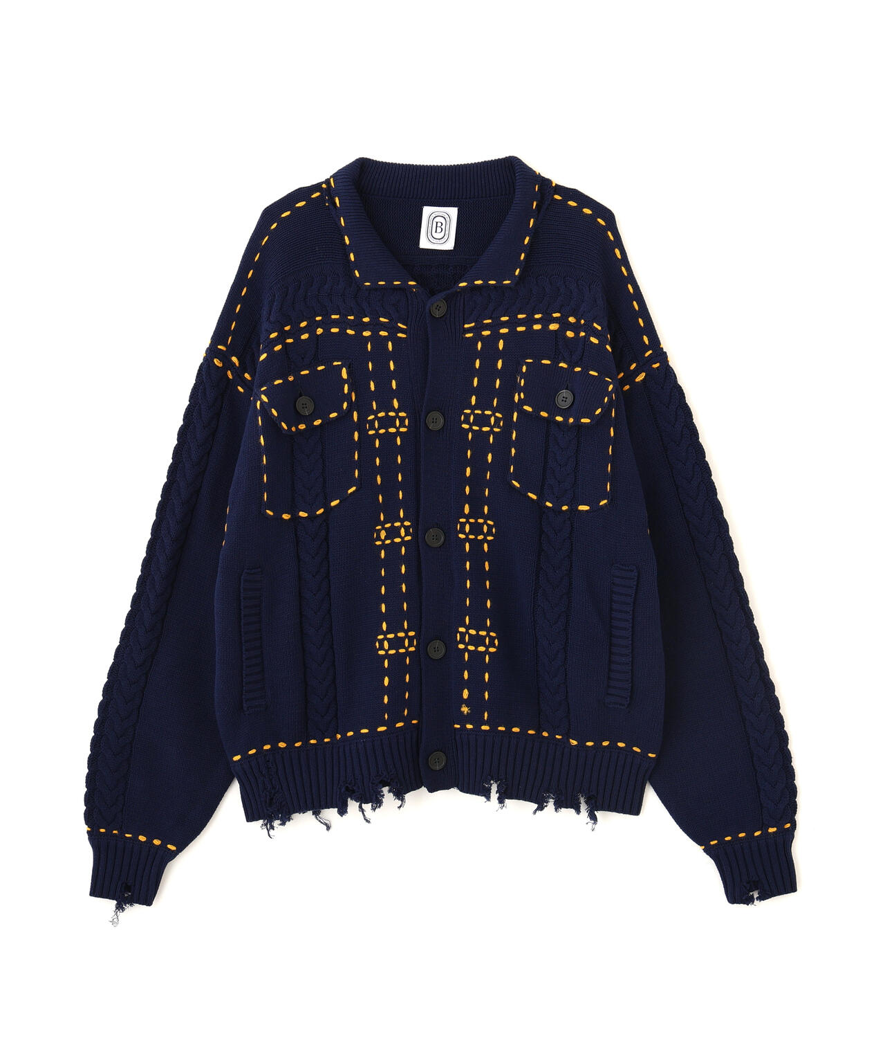 B omnivore/ビーオムニボー　HANDSTITCH CABLE KNIT JACKET ハンドステッチケーブルニットジャケット