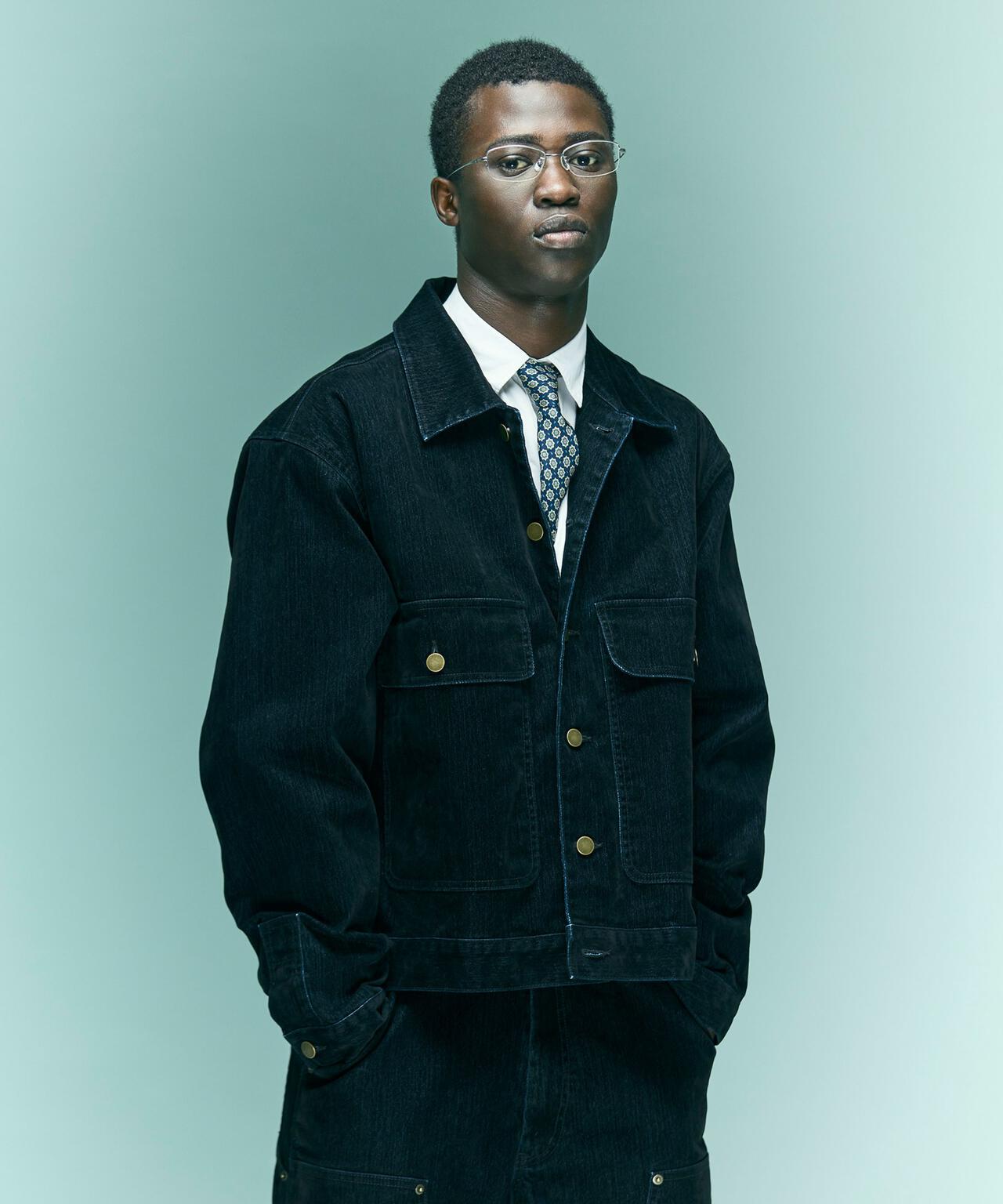 B omnivore/ビーオムニボー　FLOCKY DENIM COVERALLS フロッキーデニムカバーオール