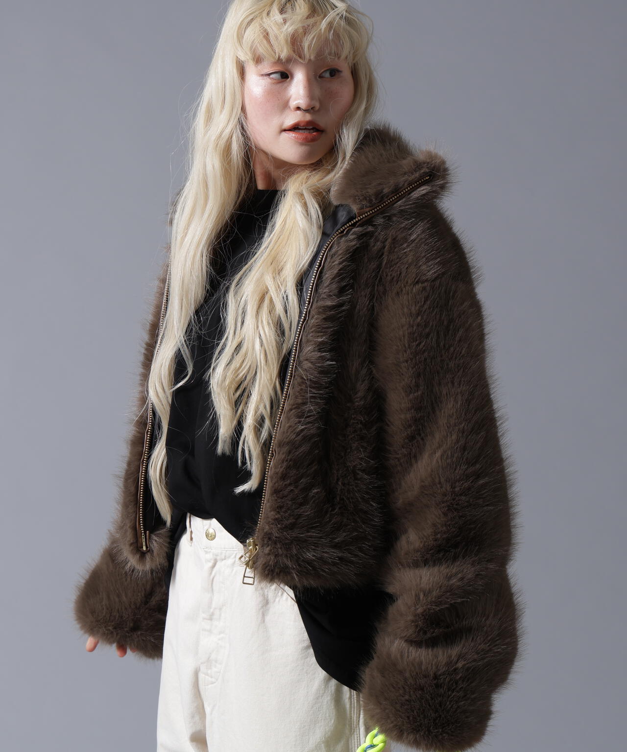 B omnivore/ビーオムニボー　ECO FUR STAND BLOUSON