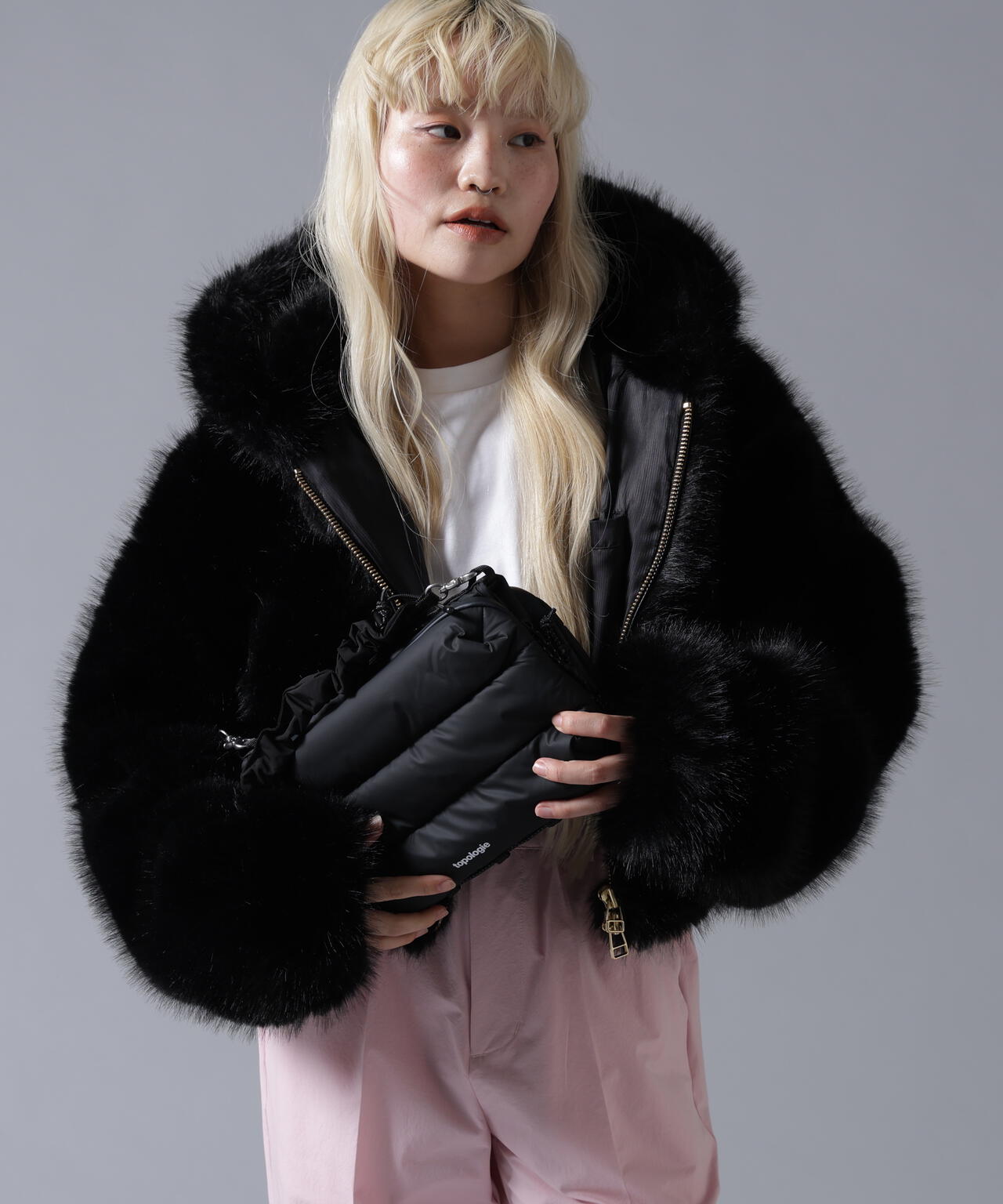 B omnivore/ビーオムニボー　ECO FUR HOOD BLOUSON