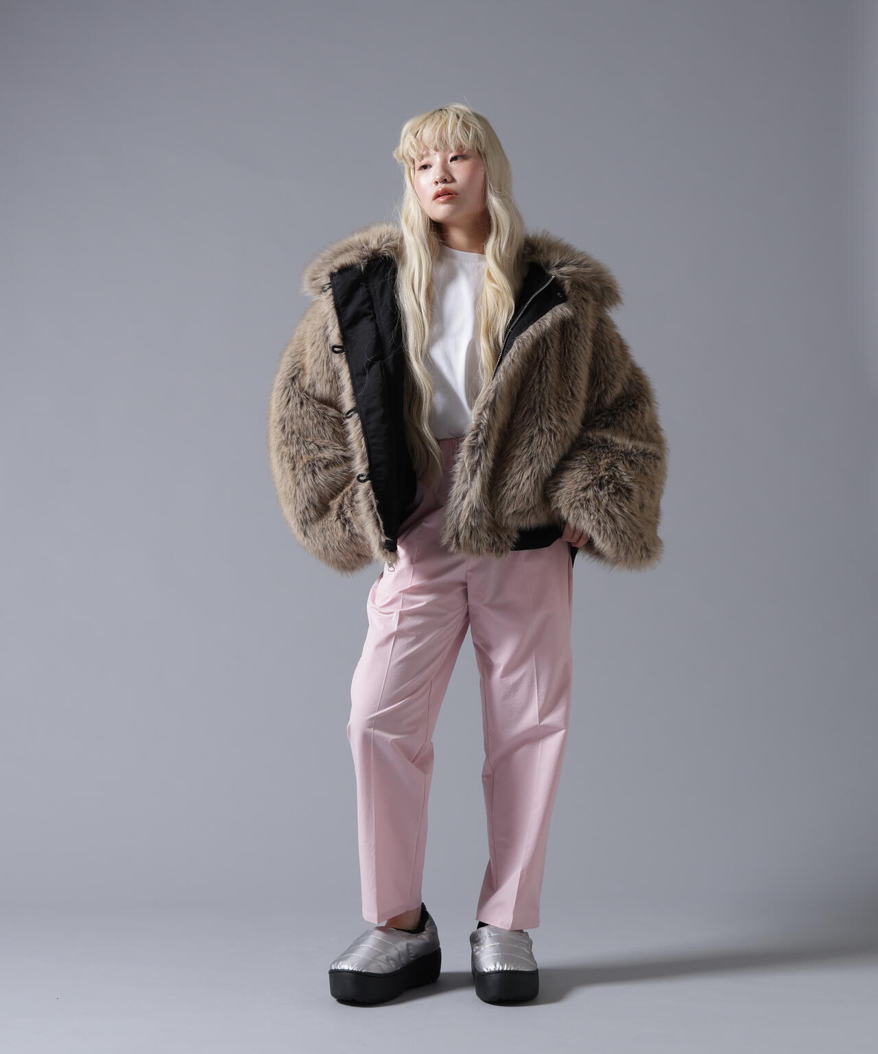 B omnivore/ビーオムニボー REVERSIBLE FUR NYLON BLOUSON