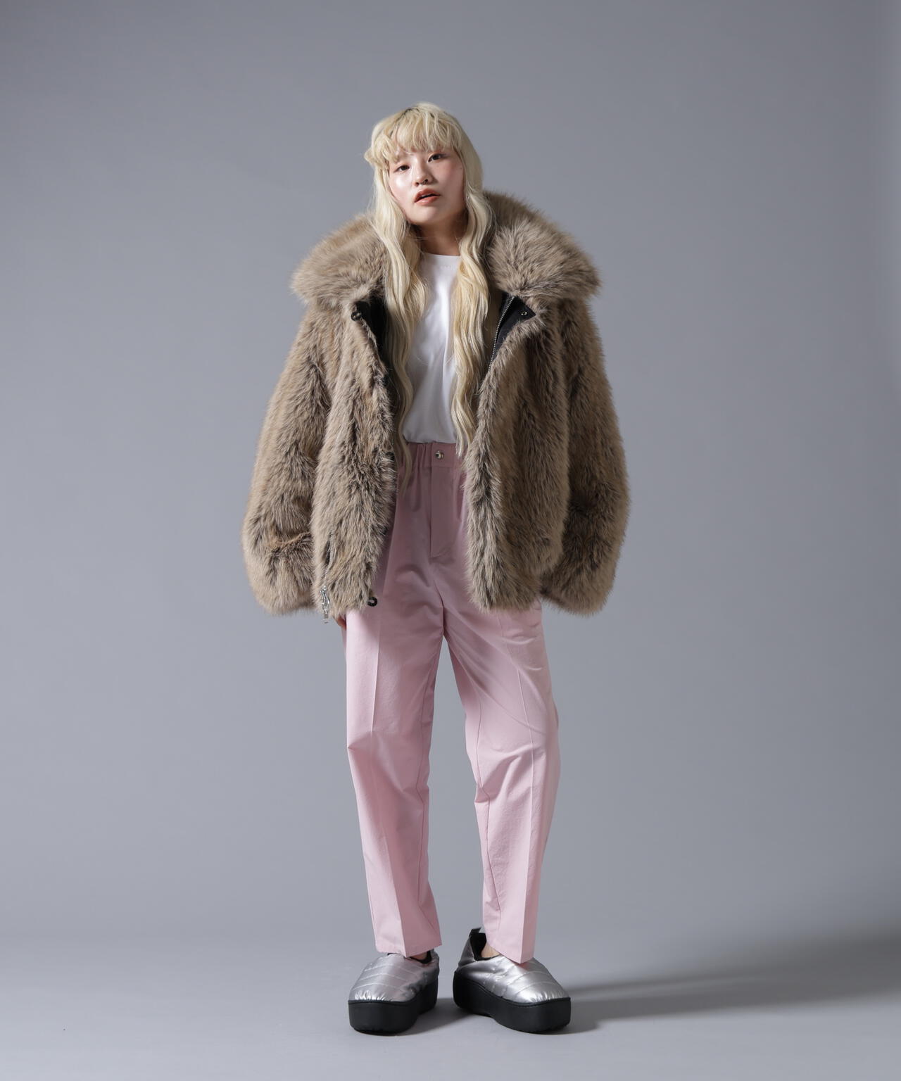 B omnivore/ビーオムニボー REVERSIBLE FUR NYLON BLOUSON