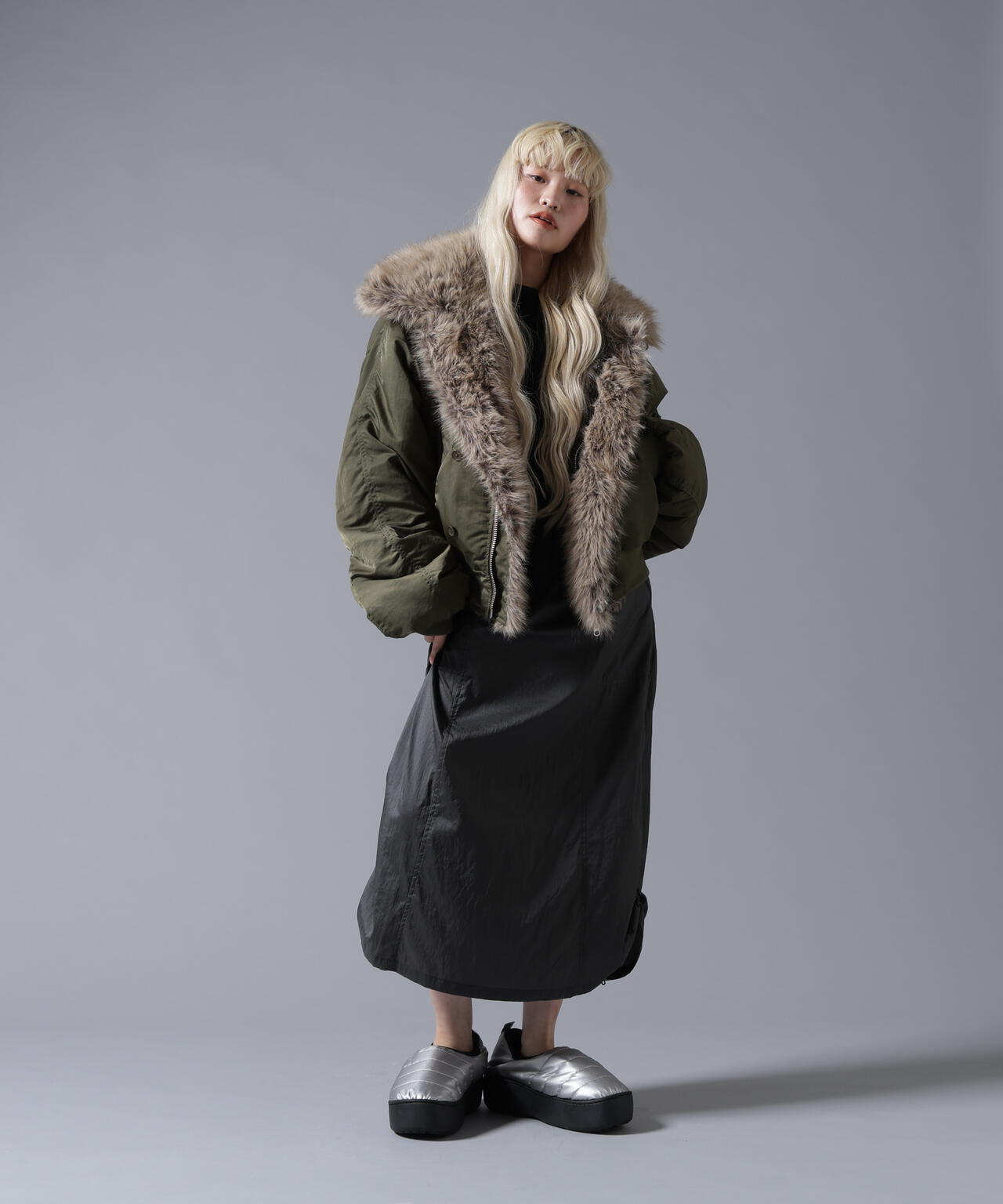 B omnivore/ビーオムニボー REVERSIBLE FUR NYLON BLOUSON
